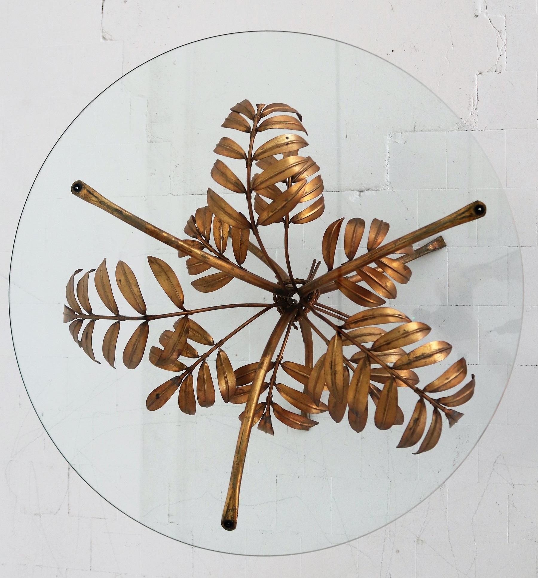 Midcentury Coffee Table with Leaves in Gilt Metal by Hans Kögl, 1970s 6
