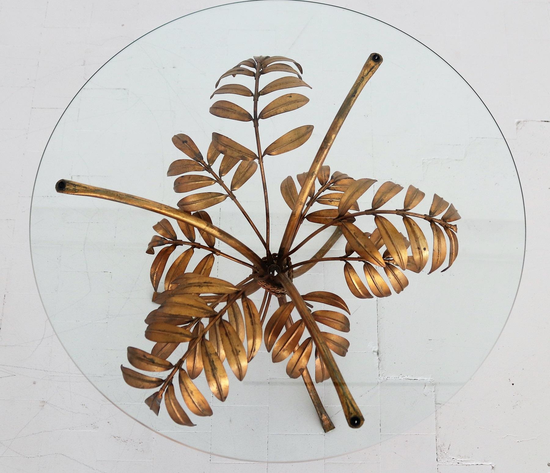 Midcentury Coffee Table with Leaves in Gilt Metal by Hans Kögl, 1970s 8