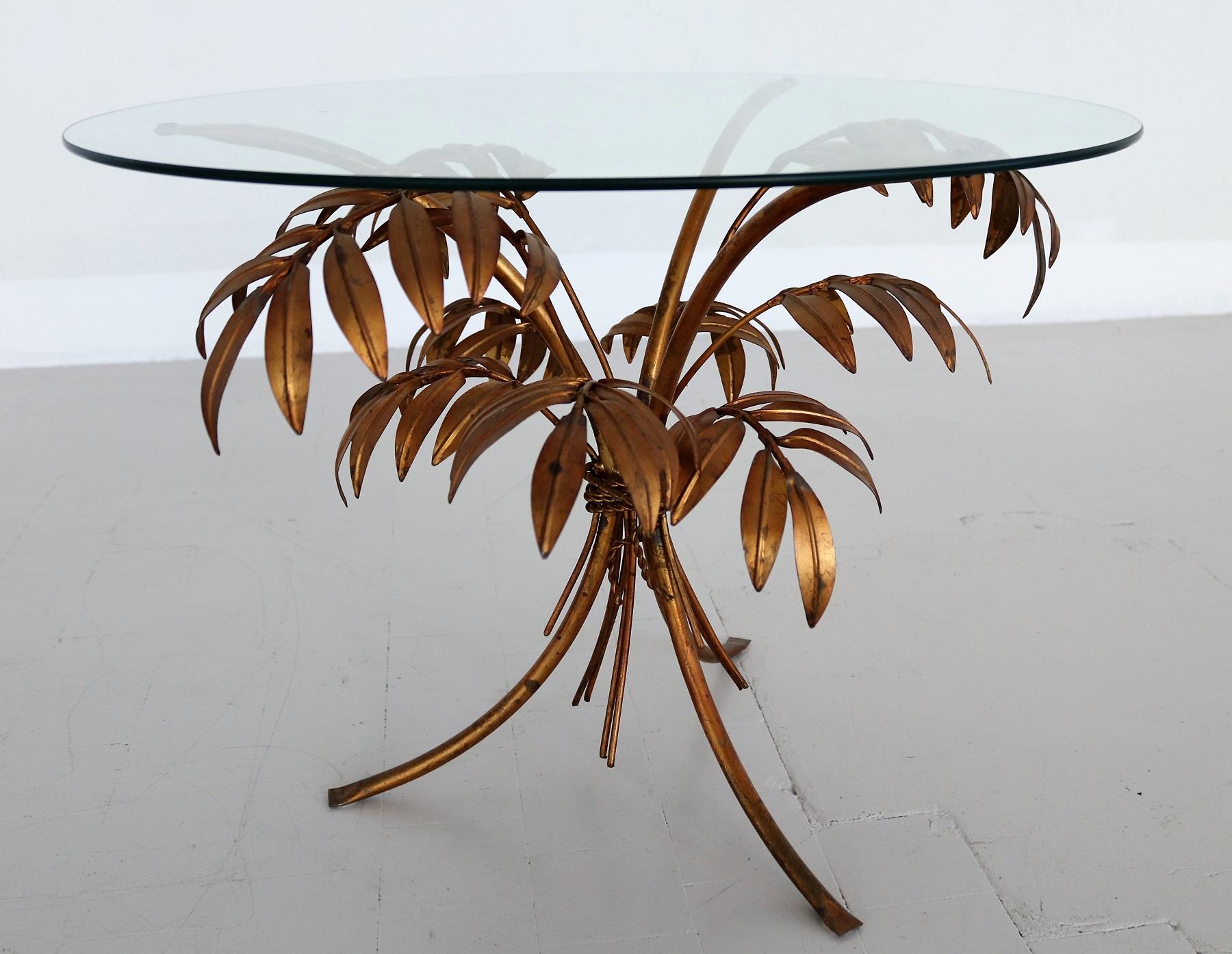 Midcentury Coffee Table with Leaves in Gilt Metal by Hans Kögl, 1970s 9