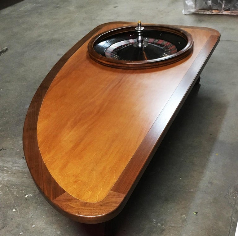 Midcentury Coffee Table with Working Roulette Wheel at 1stdibs