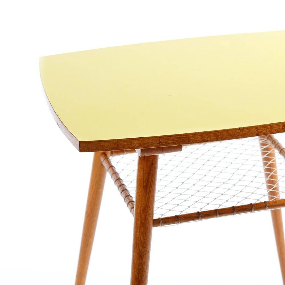 Mid-Century Modern Midcentury Coffee Table with Yellow Rotating Formica Topboard, Czechoslovakia For Sale