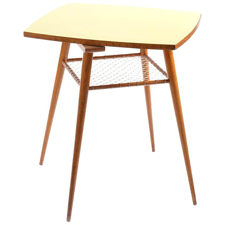 Midcentury Coffee Table with Yellow Rotating Formica Topboard, Czechoslovakia For Sale