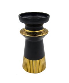 English Black and Gold Memphis Vase by Colin Melbourne for Crown Devon