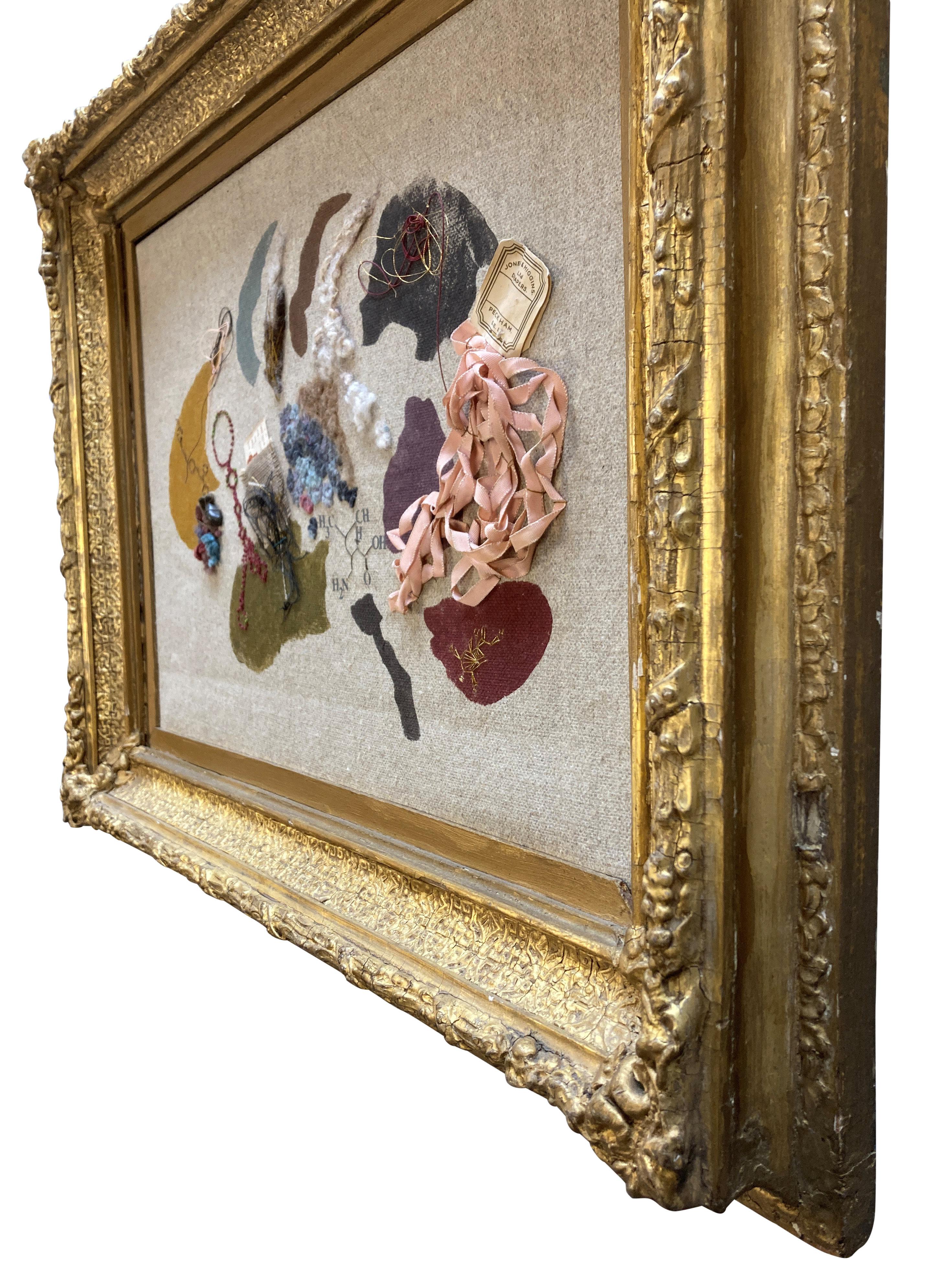 Mid-Century Modern Collage du milieu du siècle dans un cadre en bois doré du 19e siècle en vente