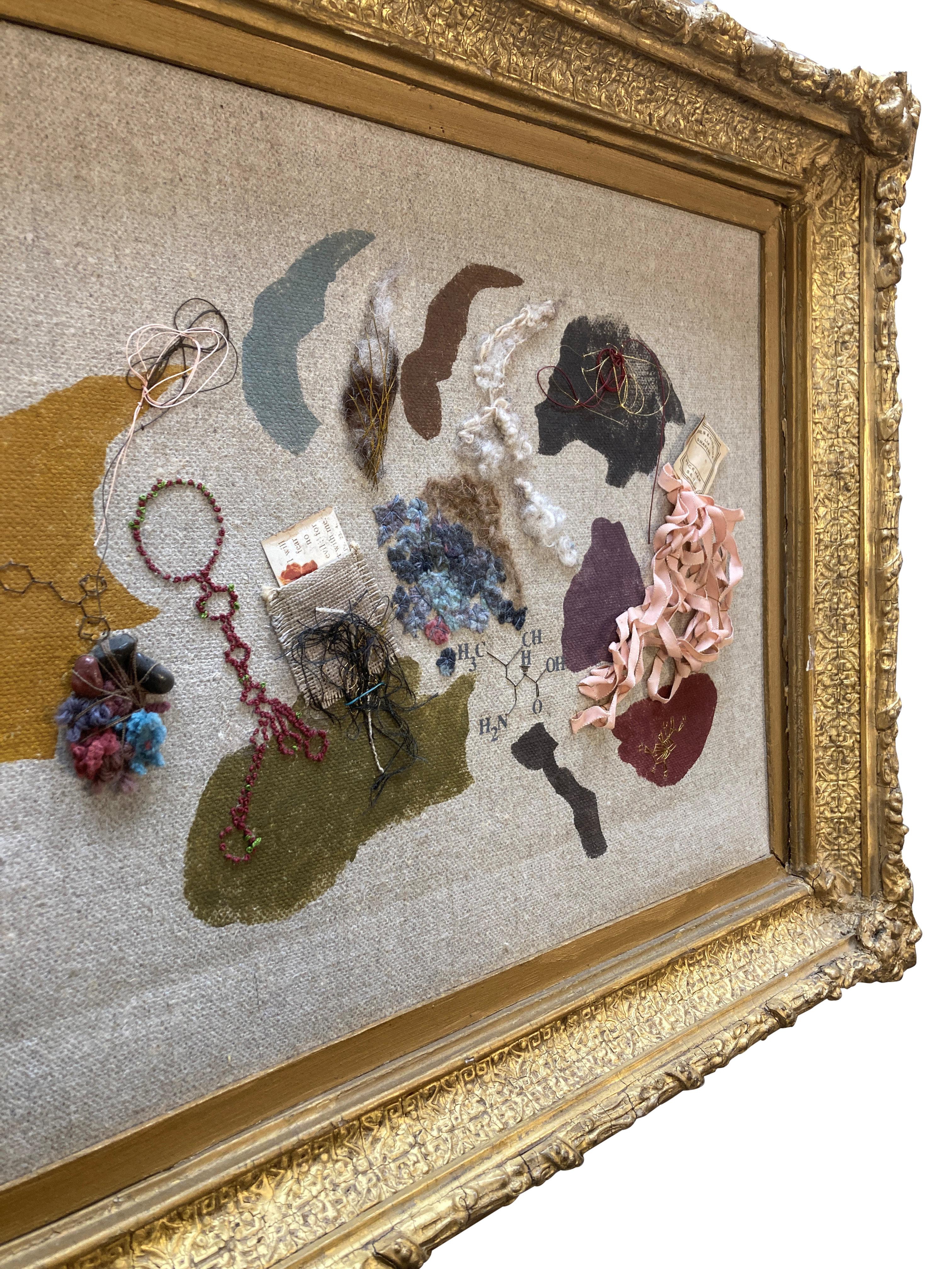 Anglais Collage du milieu du siècle dans un cadre en bois doré du 19e siècle en vente