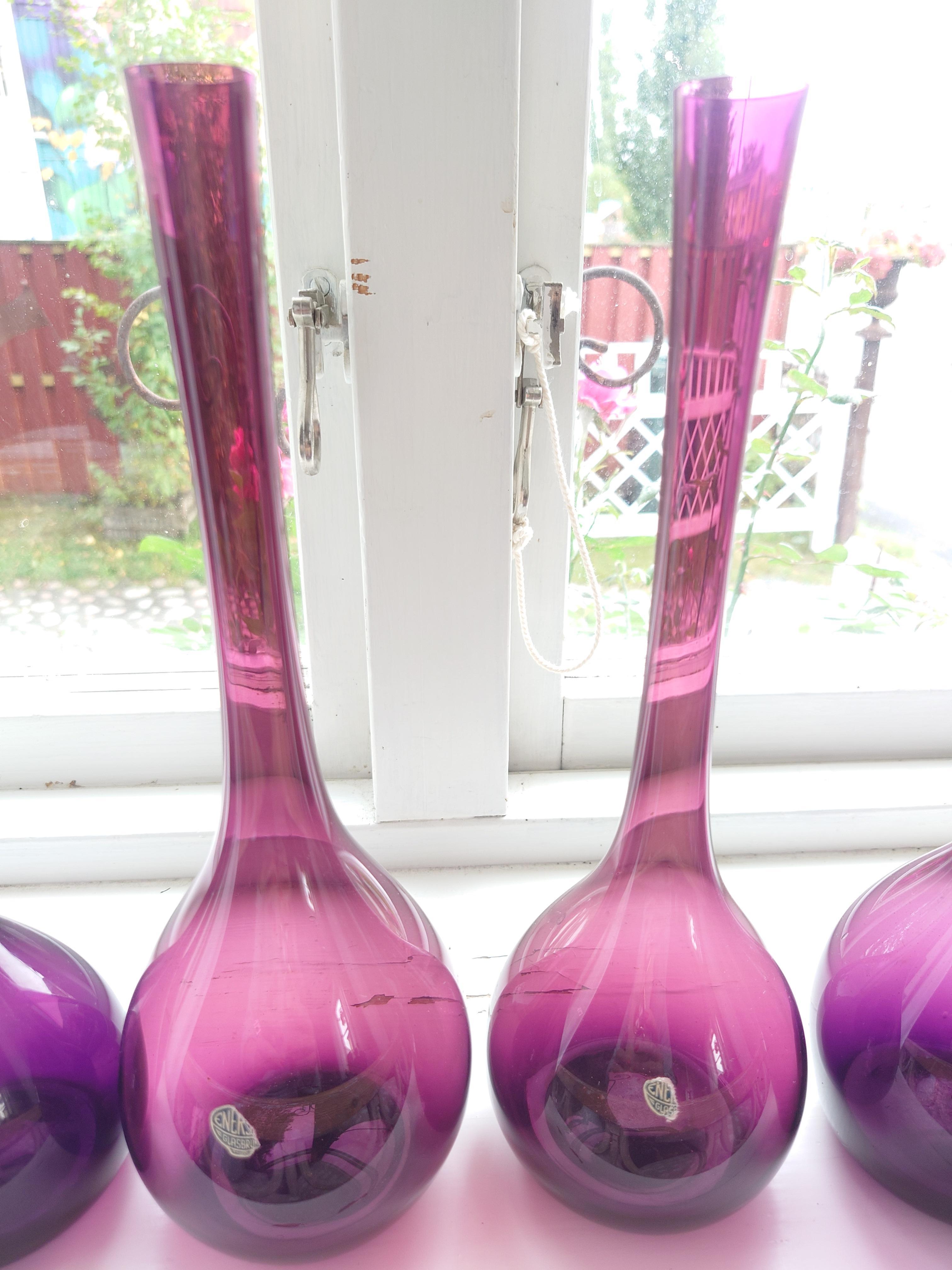 Midcentury Collection of  10 glass vases Eneryda 60s Bulb Vase Gullaskruf For Sale 4