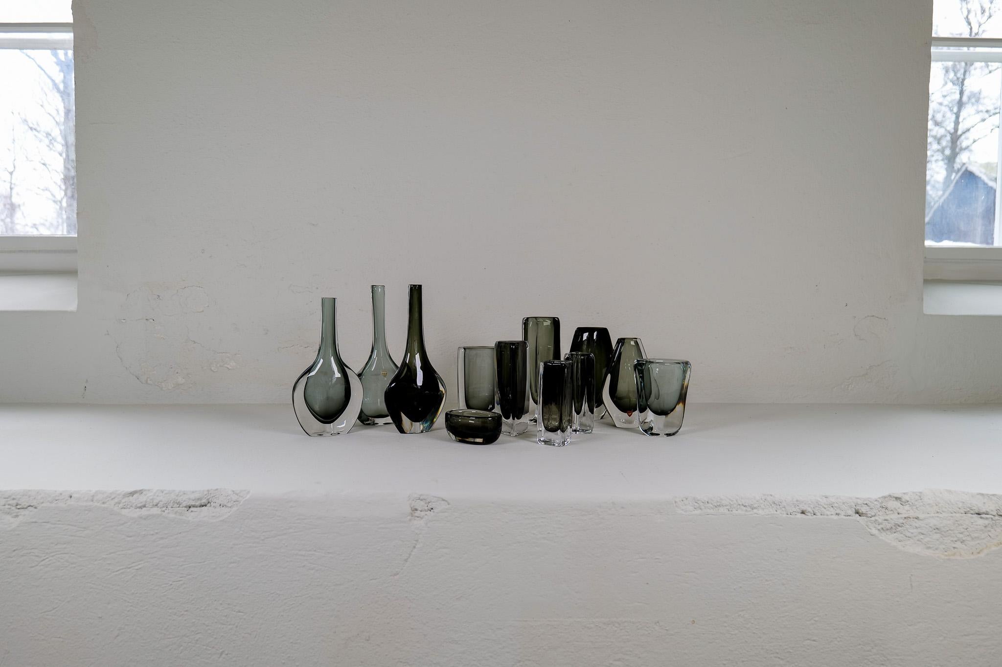 Swedish Midcentury Collection of 12 Pieces Art Glass Nils Landberg Orrefors Sweden 1950s For Sale