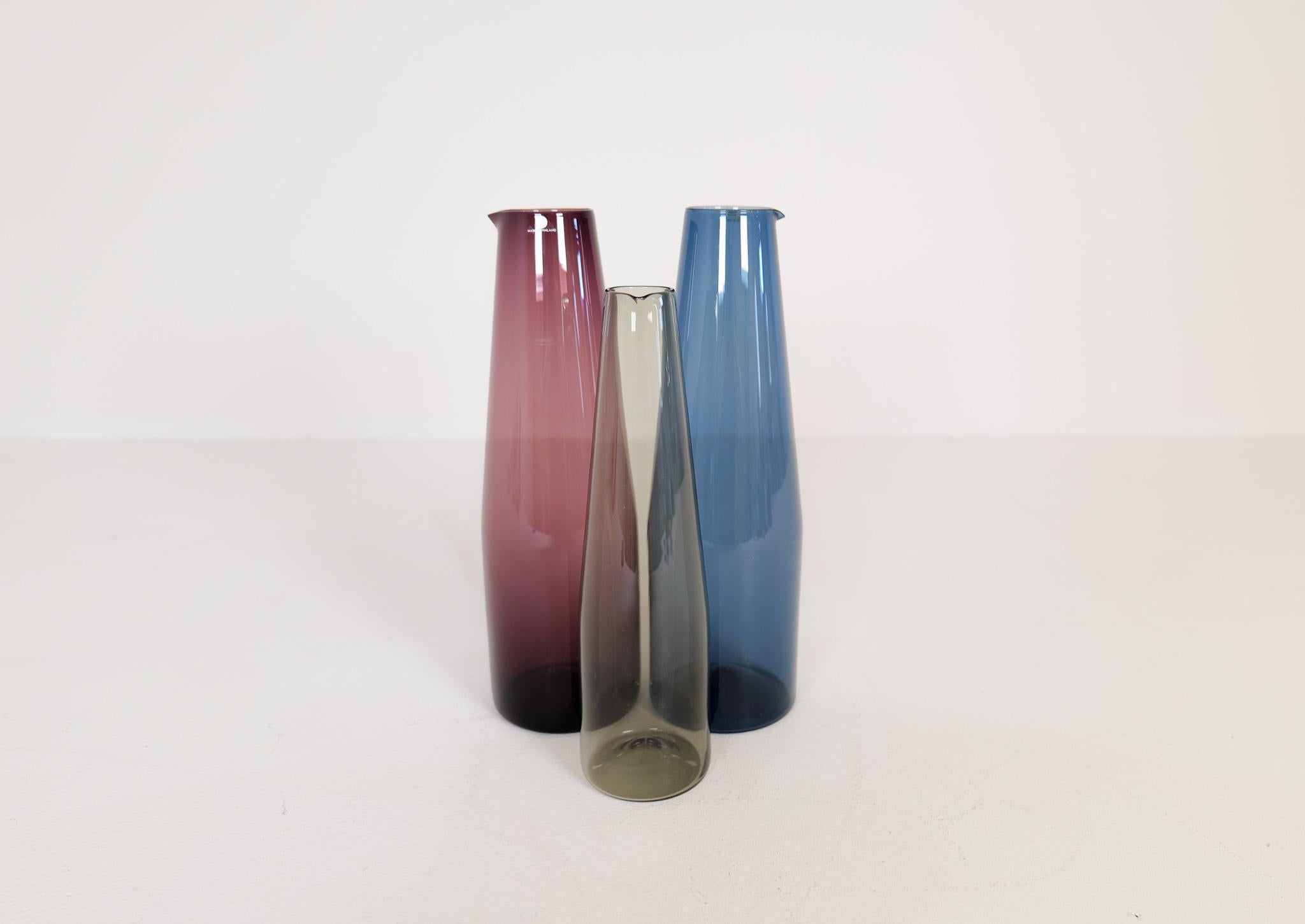 Mid-Century Modern Midcentury Collection of 3 Bird Carafes Iittala Timo Sarpaneva Finland, 1950s For Sale