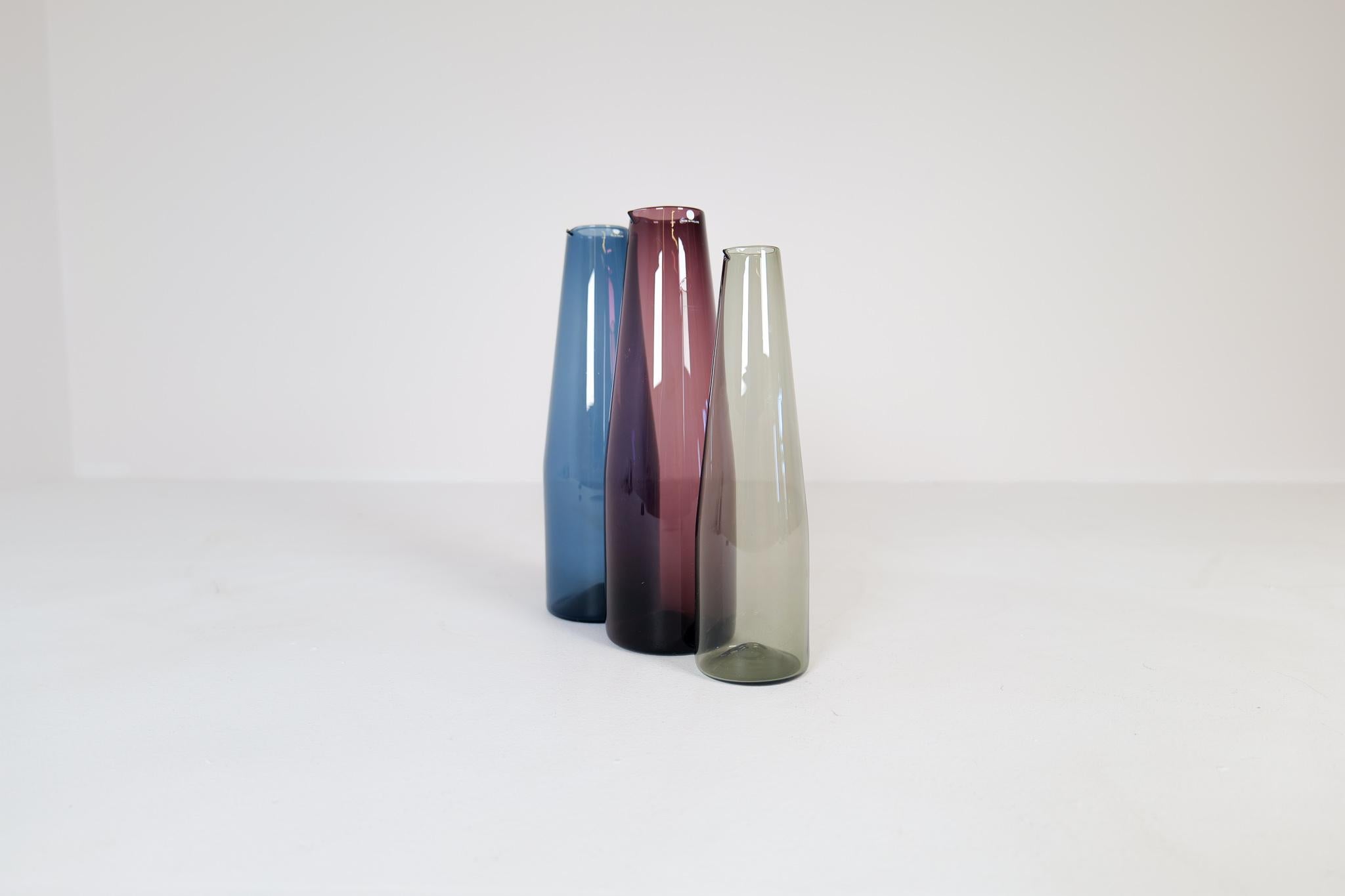 Midcentury Collection of 3 Bird Carafes Iittala Timo Sarpaneva Finland, 1950s In Good Condition For Sale In Hillringsberg, SE