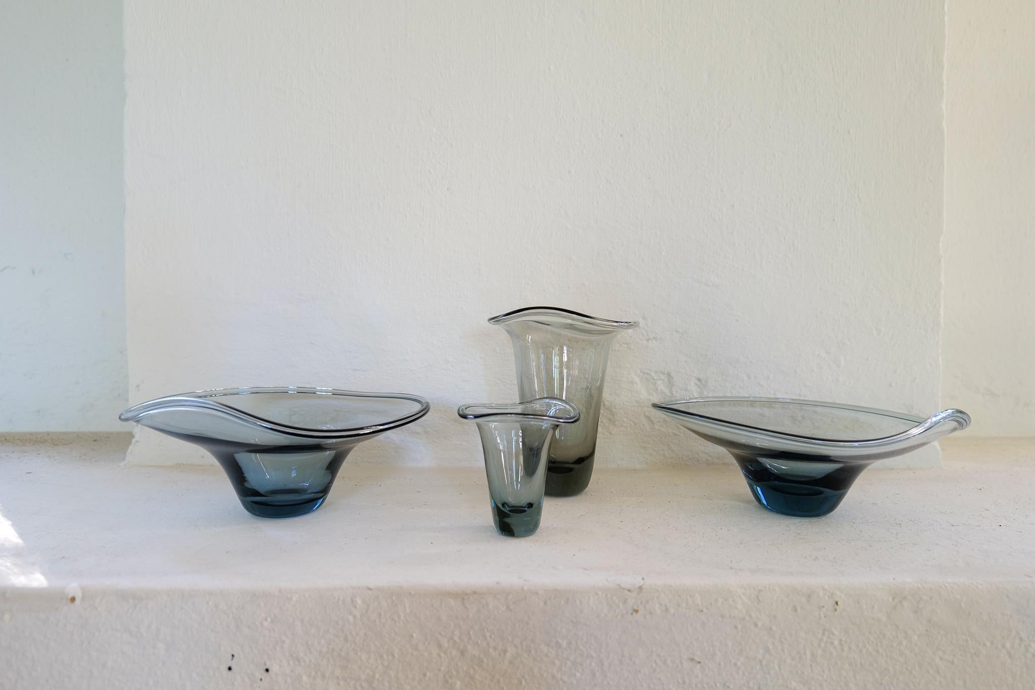 Mid-Century Modern Midcentury Collection of 4 Sculptural Pieces Kosta Vicke Lindstrand Sweden 1950s For Sale
