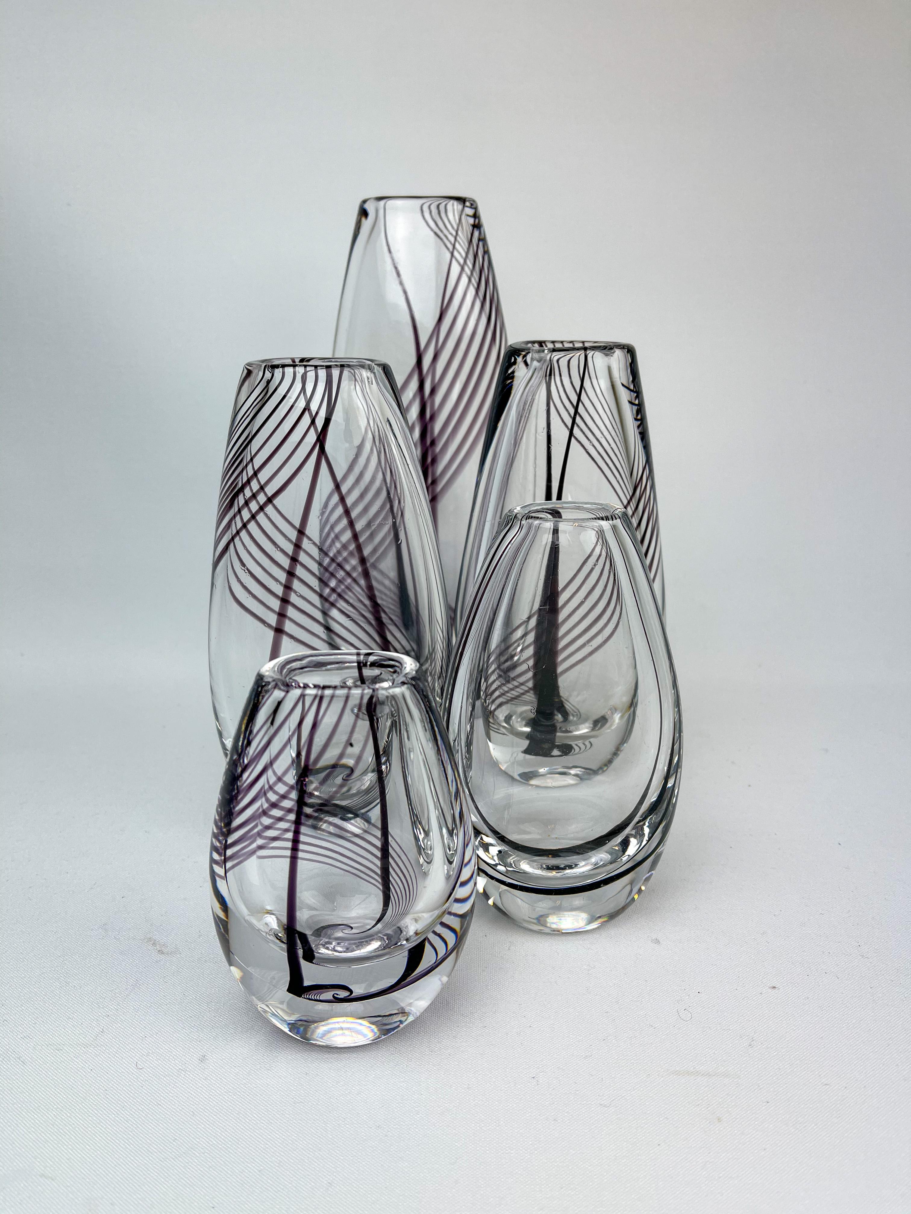 Mid-Century Modern Midcentury Collection of Art Glass Vases by Vicke Lindstrand for Kosta Sweden For Sale