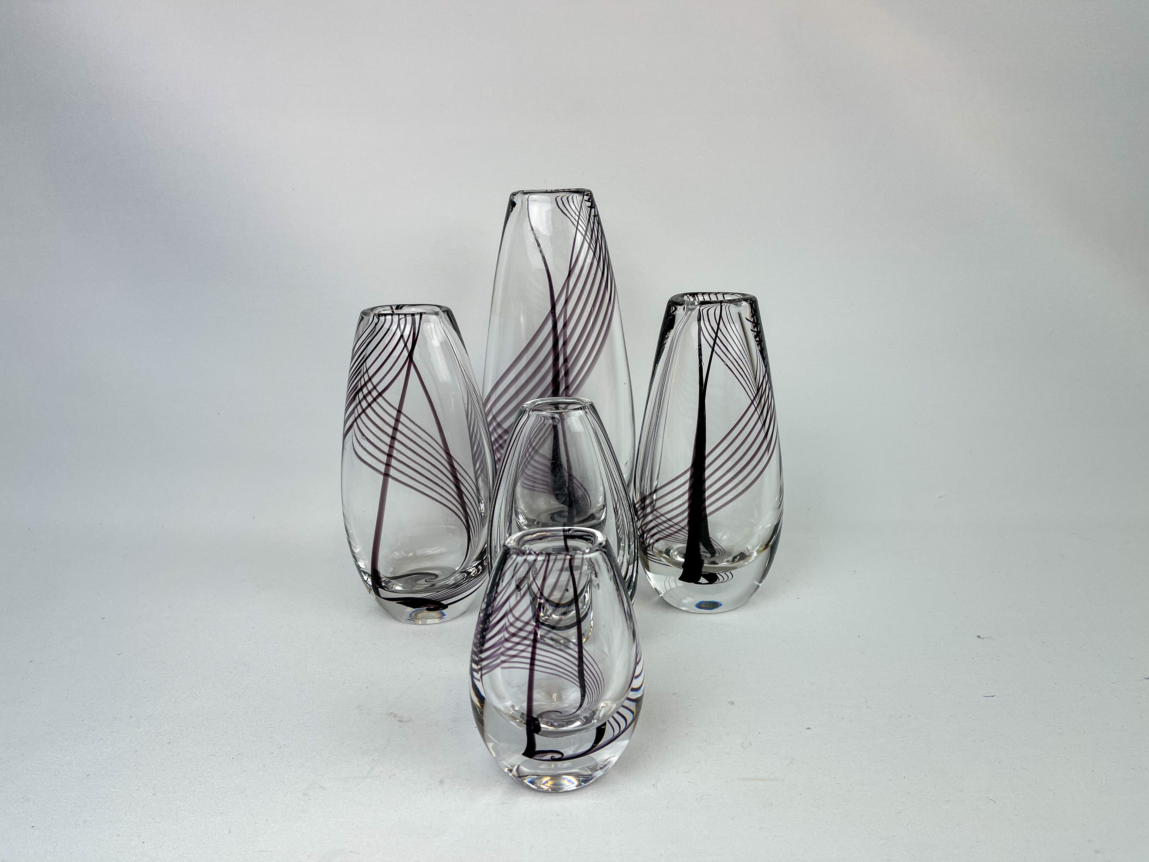Midcentury Collection of Art Glass Vases by Vicke Lindstrand for Kosta Sweden For Sale 1