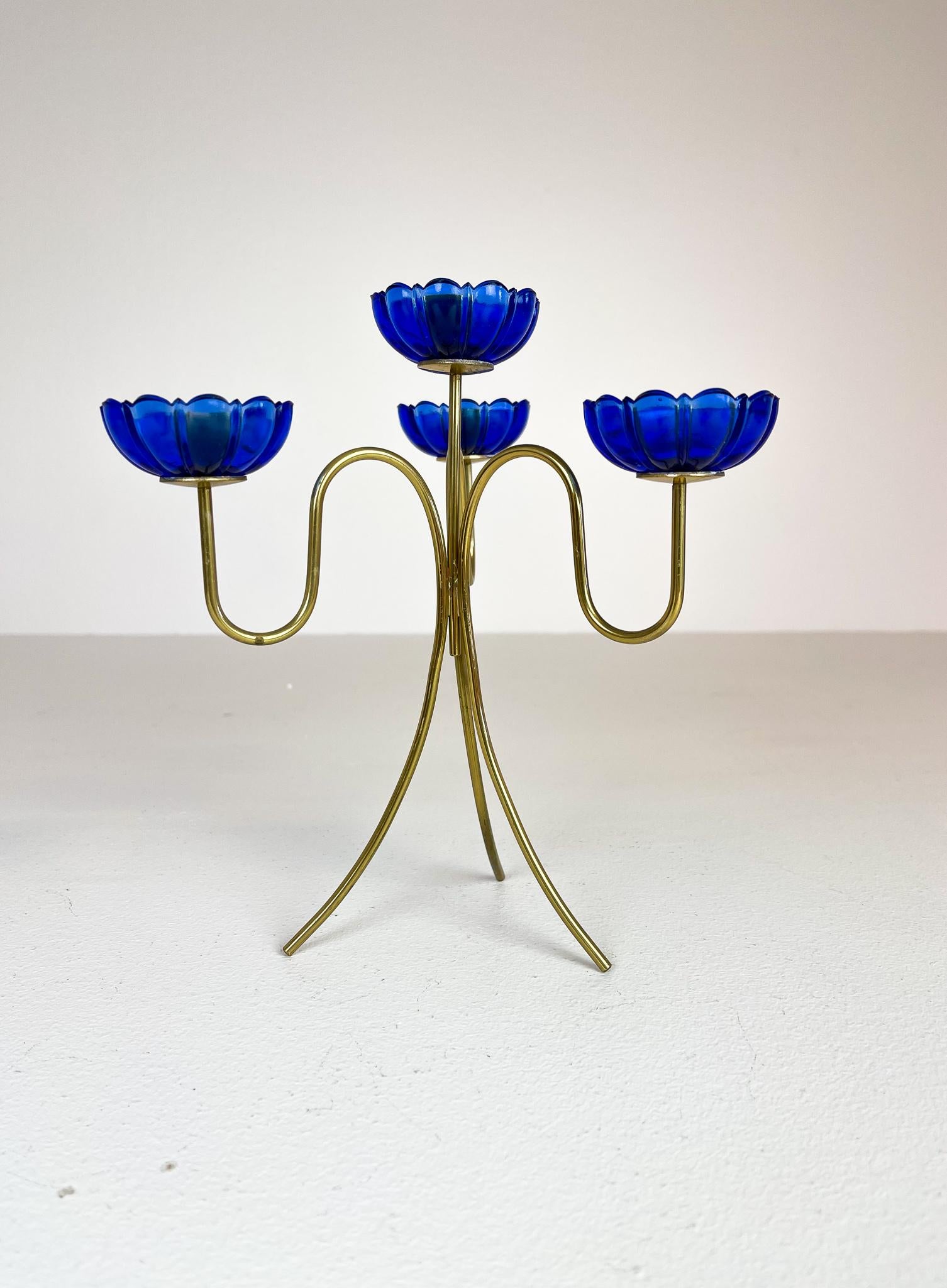 Midcentury Collection of Candle Holders Brass Ystad Metall, Sweden 7