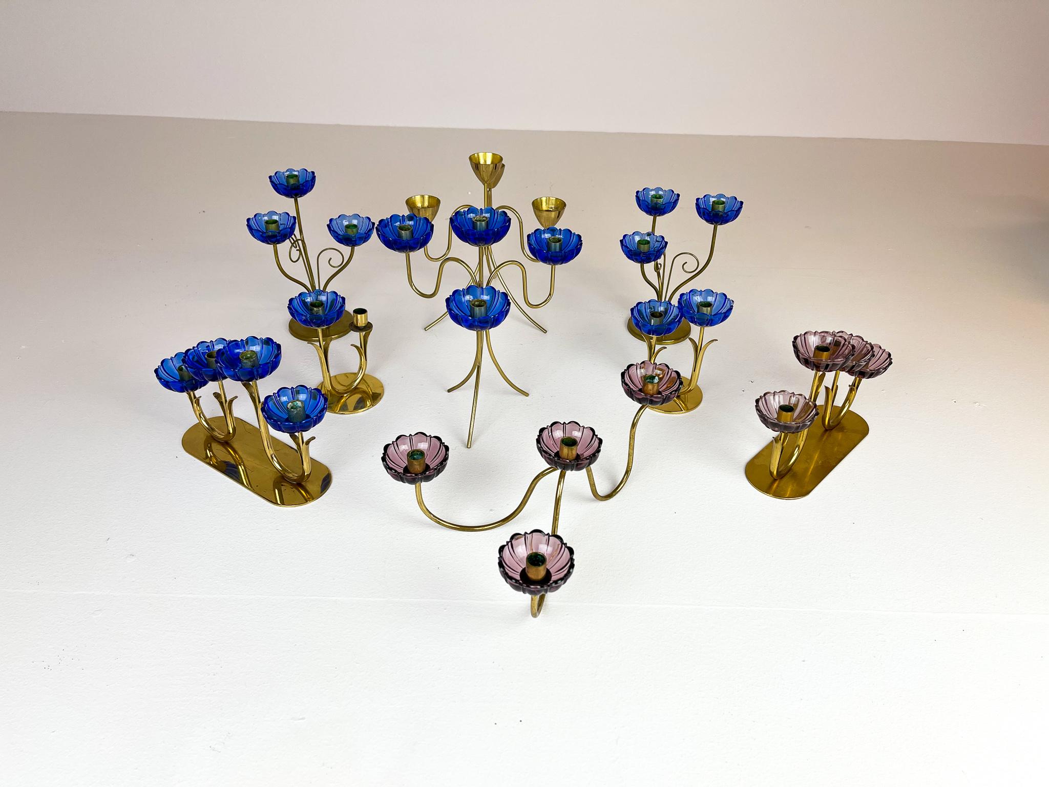 Mid-20th Century Midcentury Collection of Candle Holders Brass Ystad Metall, Sweden
