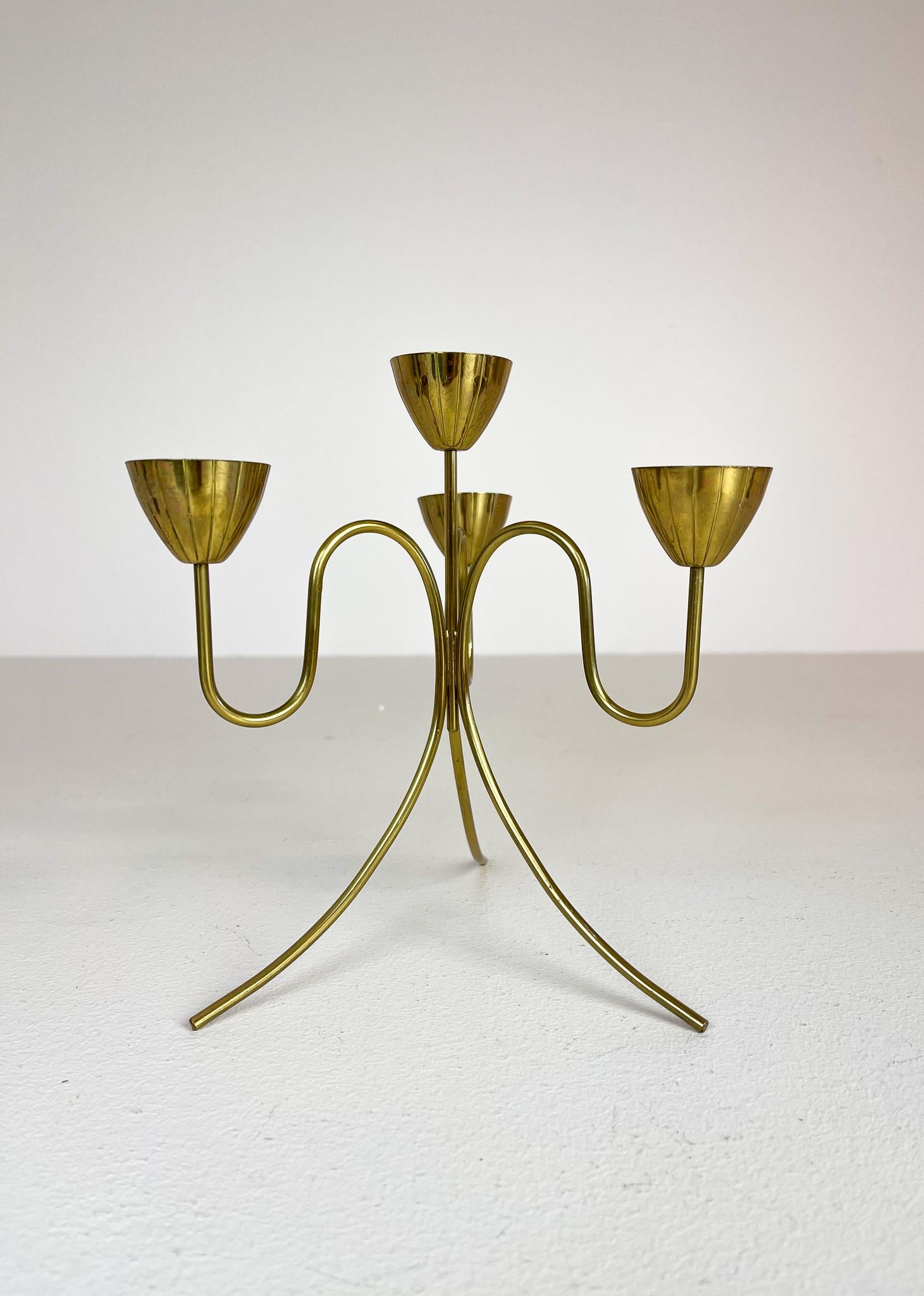 Midcentury Collection of Candle Holders Brass Ystad Metall, Sweden 2