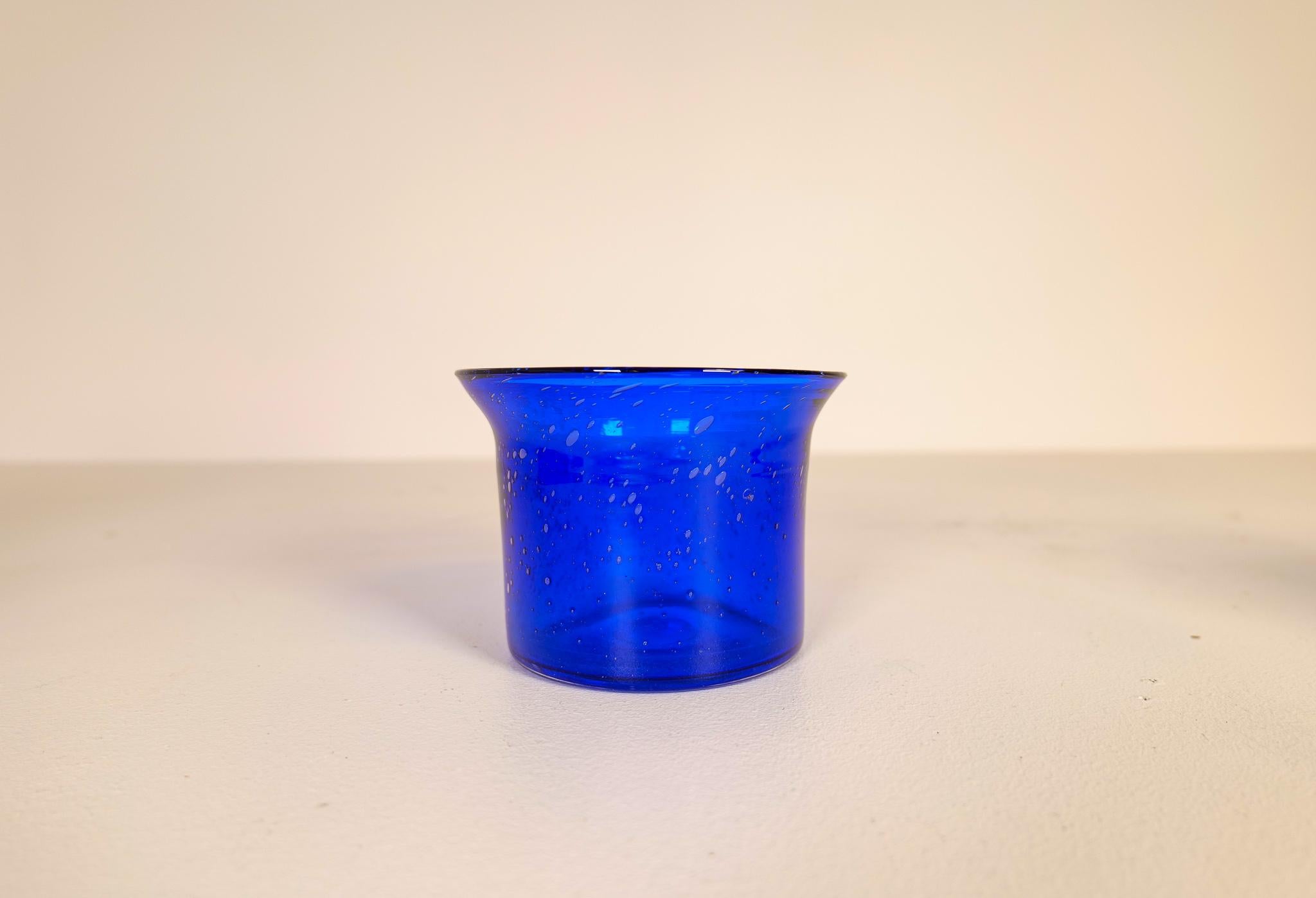 Midcentury Collection of Eight Blue Vases by Erik Hoglund, Sweden, 1960s For Sale 2