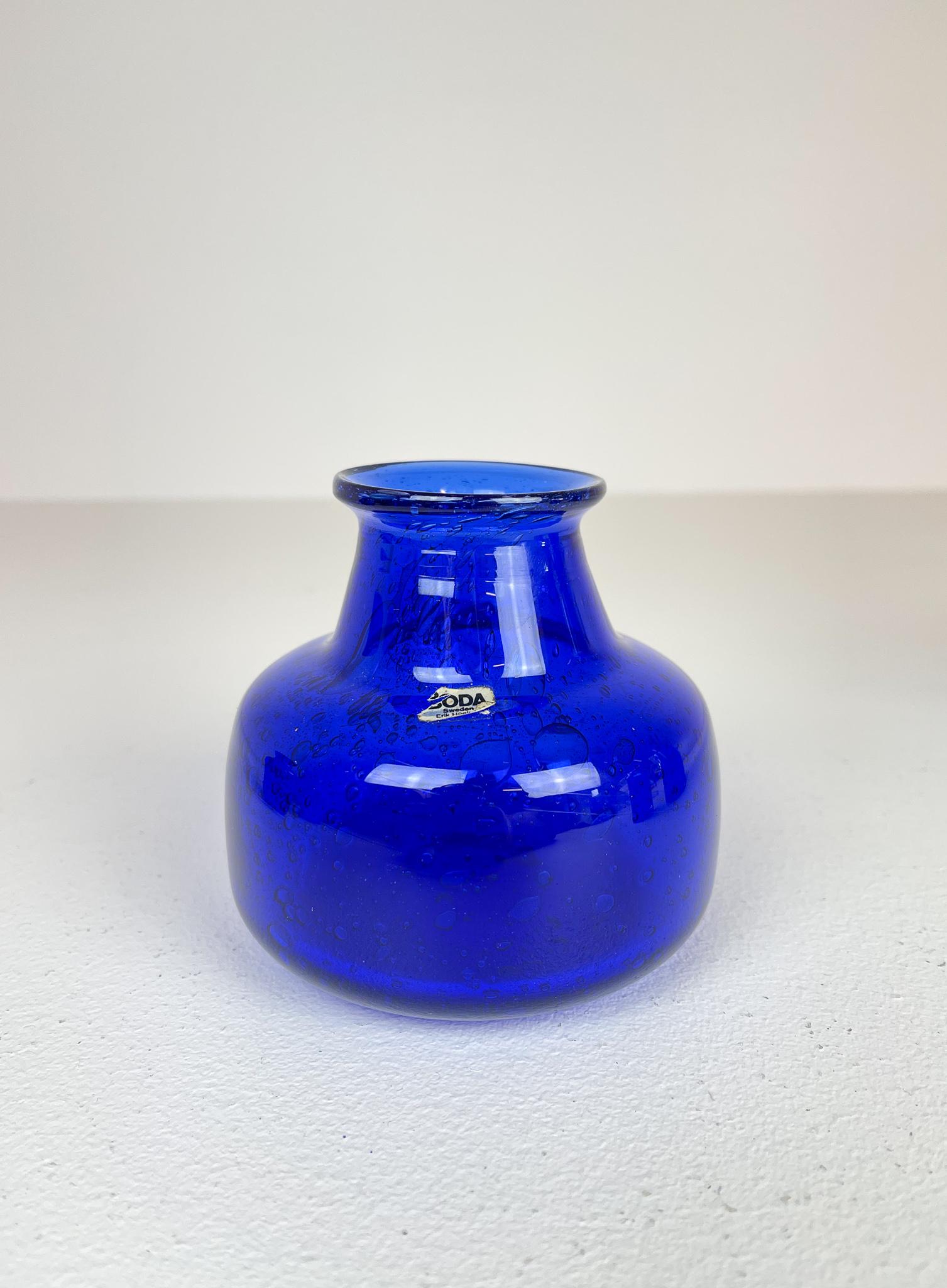 Midcentury Collection of Five Blue Vases by Erik Hoglund, Sweden, 1960s For Sale 3