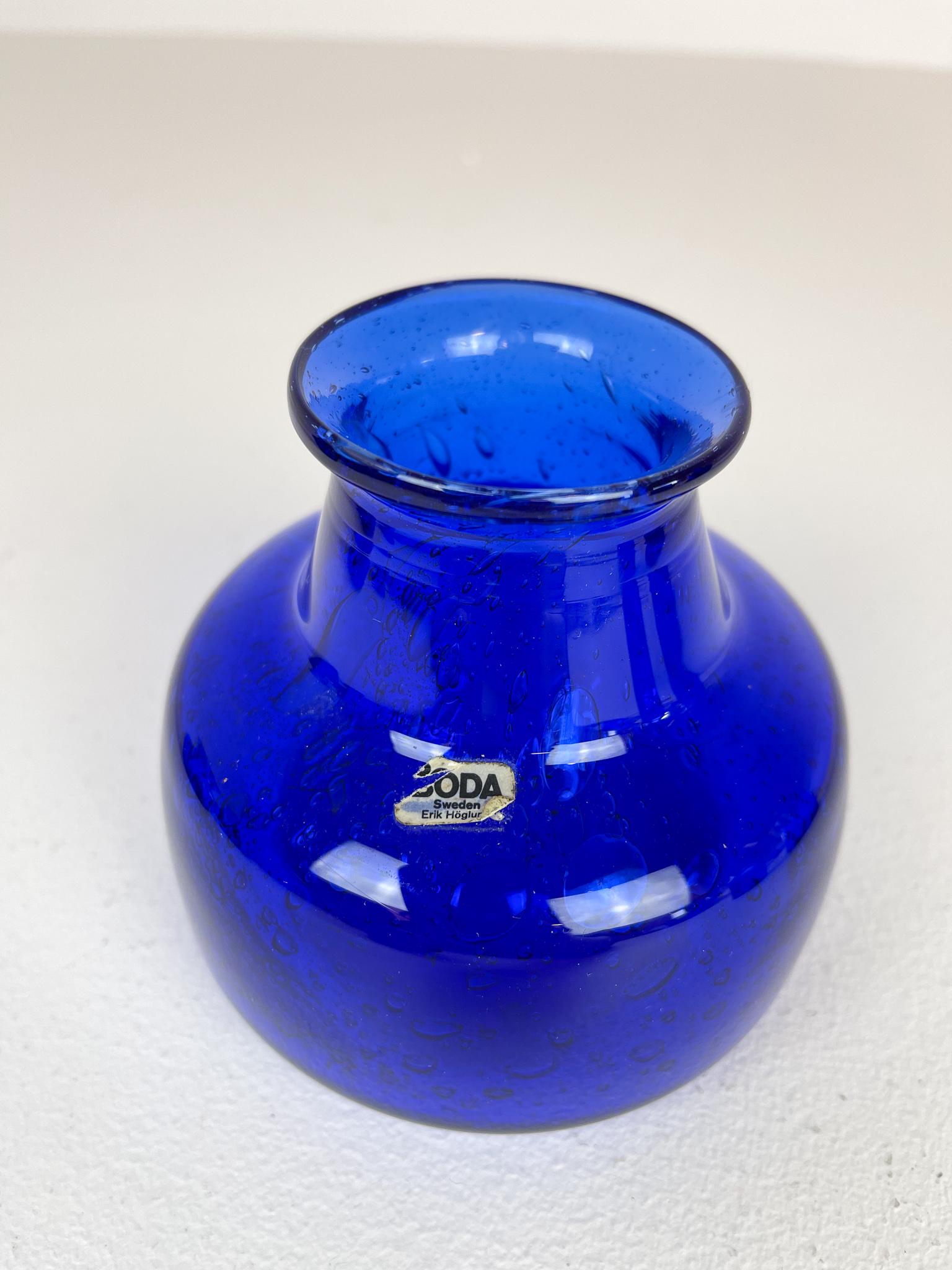 Midcentury Collection of Five Blue Vases by Erik Hoglund, Sweden, 1960s For Sale 4