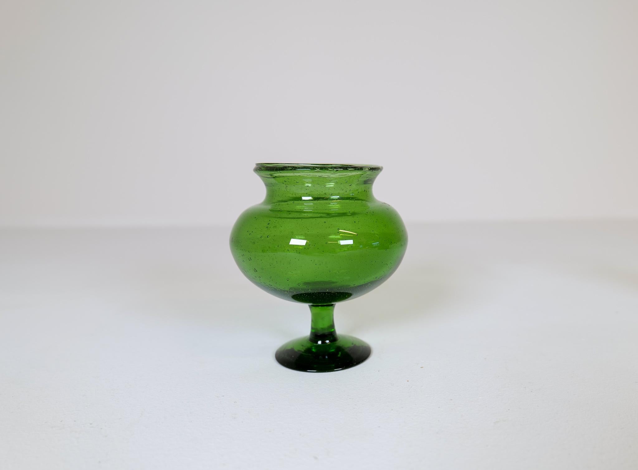 Midcentury Collection of Five Green Vases by Erik Hoglund, Sweden, 1960s 3