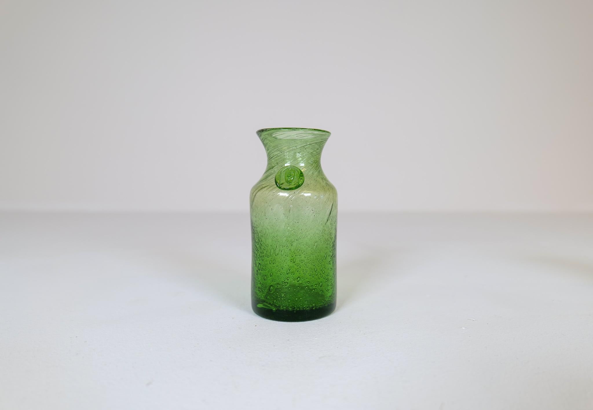 Midcentury Collection of Five Green Vases by Erik Hoglund, Sweden, 1960s 4