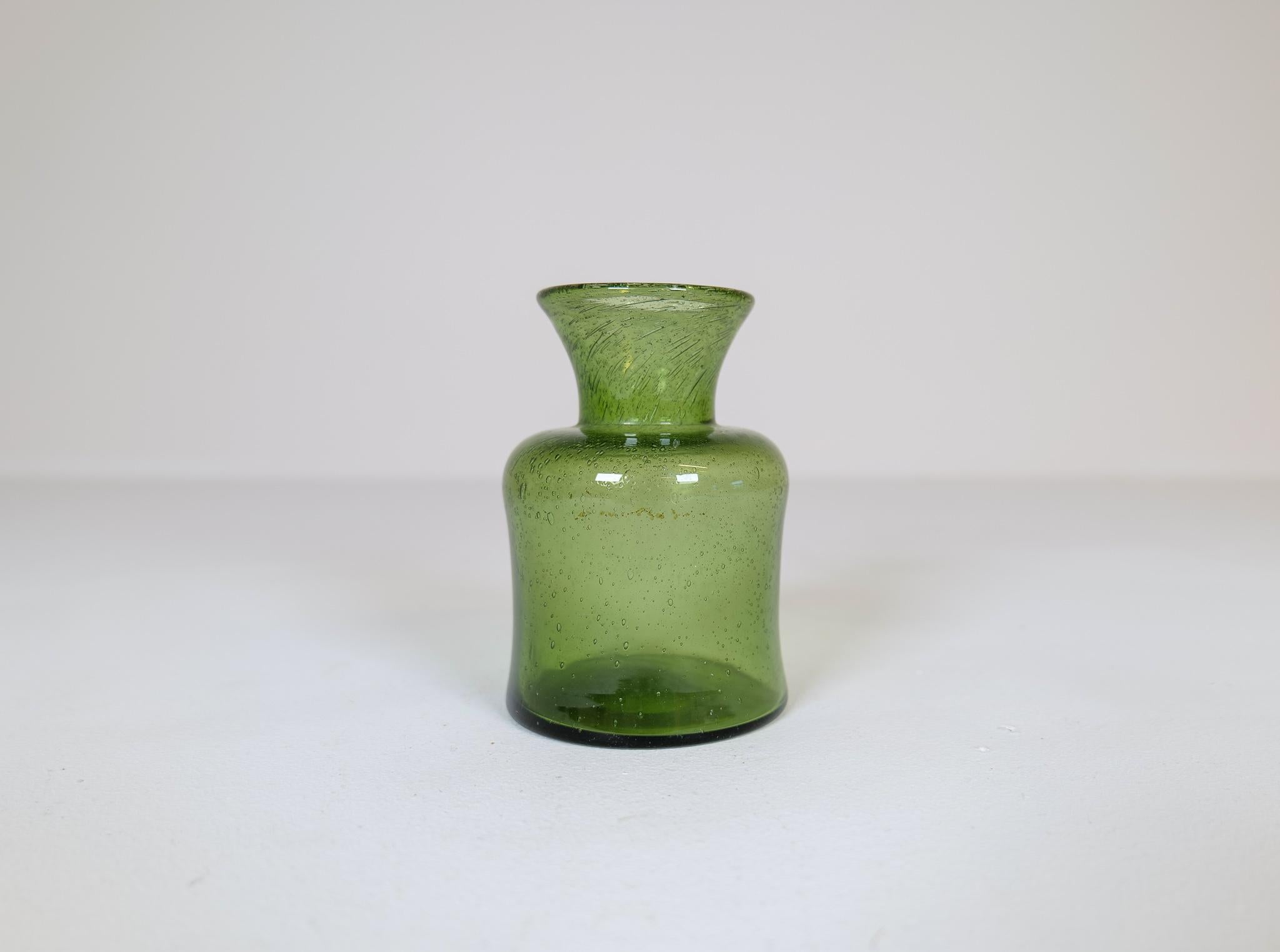 Midcentury Collection of Five Green Vases by Erik Hoglund, Sweden, 1960s 5