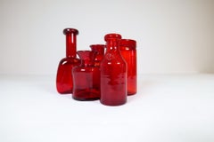 Mid-Century Collection of Five Rare Red Vases by Erik Hoglund, Sweden, 1960s
