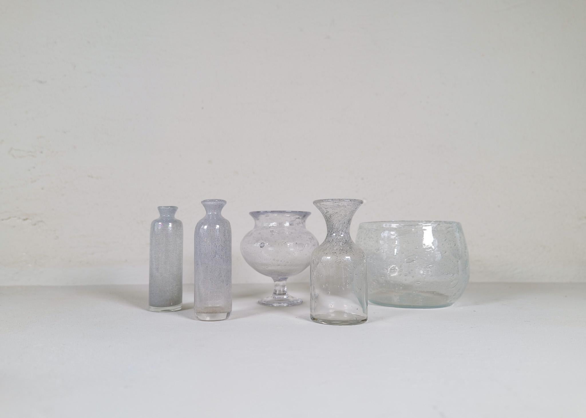 Mid-Century Modern Midcentury Collection of Five Vases by Erik Hoglund, Sweden, 1960s