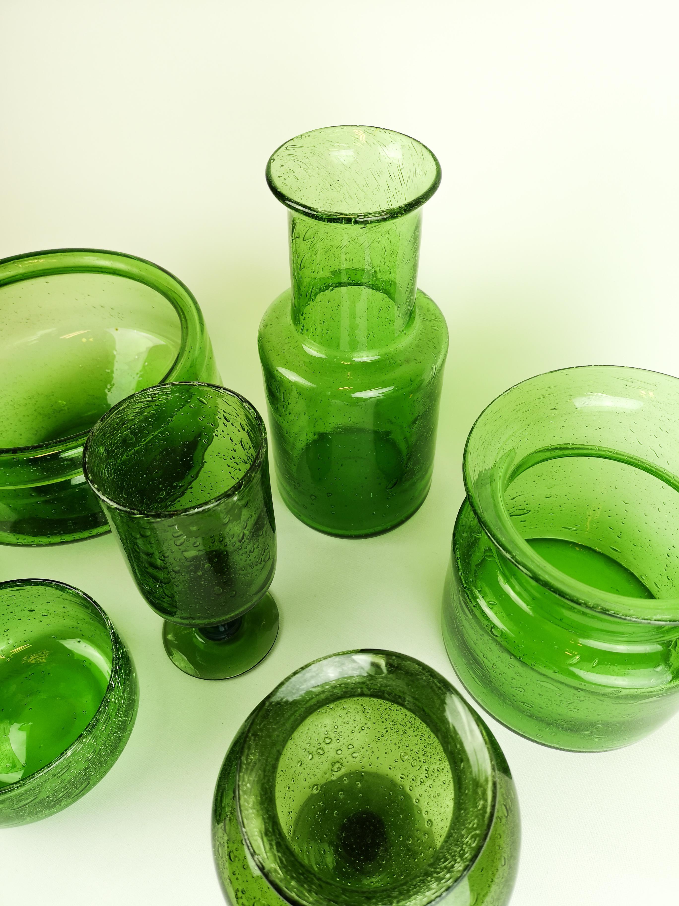 Midcentury Collection of Seven Green Vases by Erik Hoglund 3