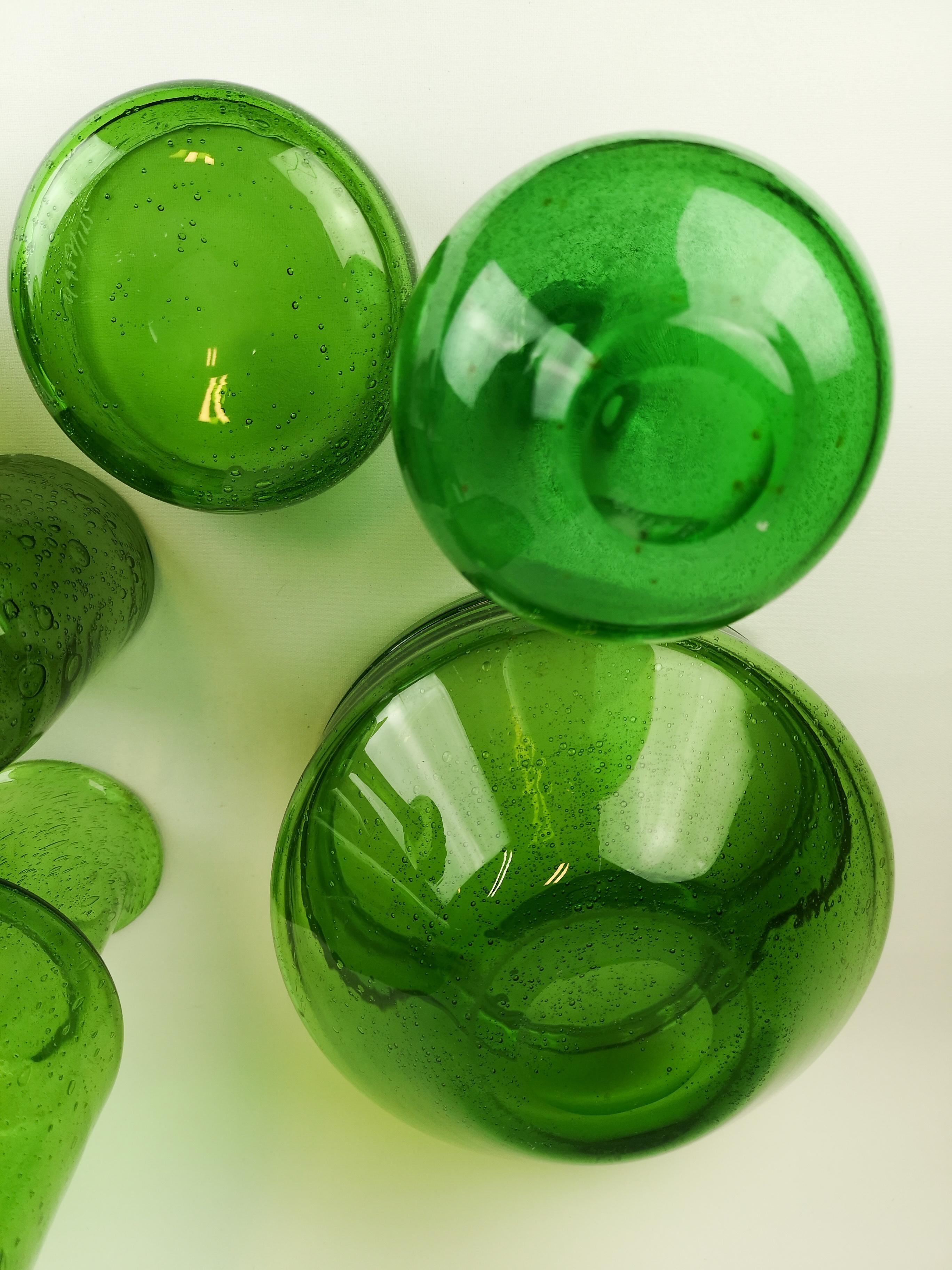 Midcentury Collection of Seven Green Vases by Erik Hoglund 4