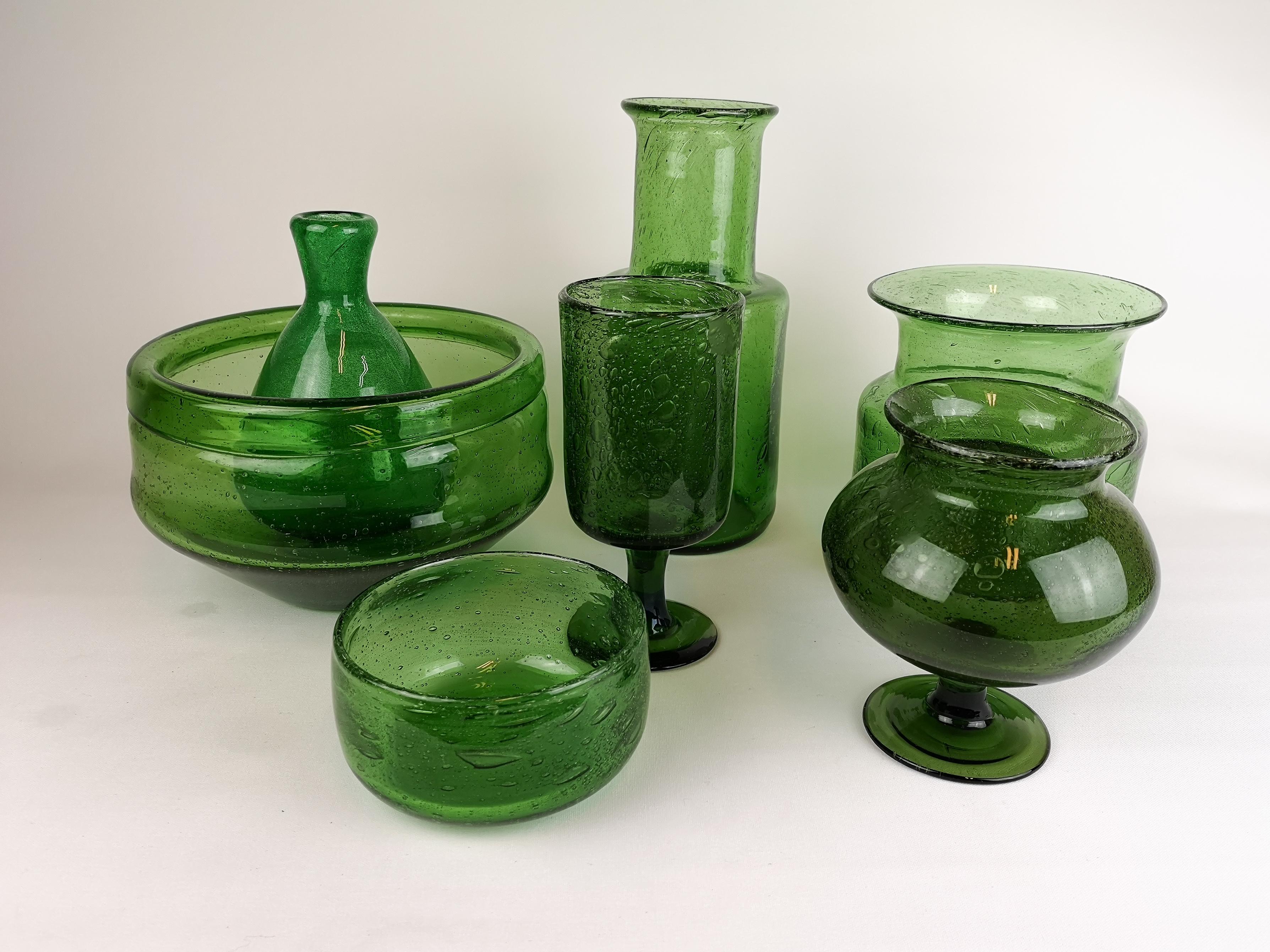 Mid-Century Modern Midcentury Collection of Seven Green Vases by Erik Hoglund