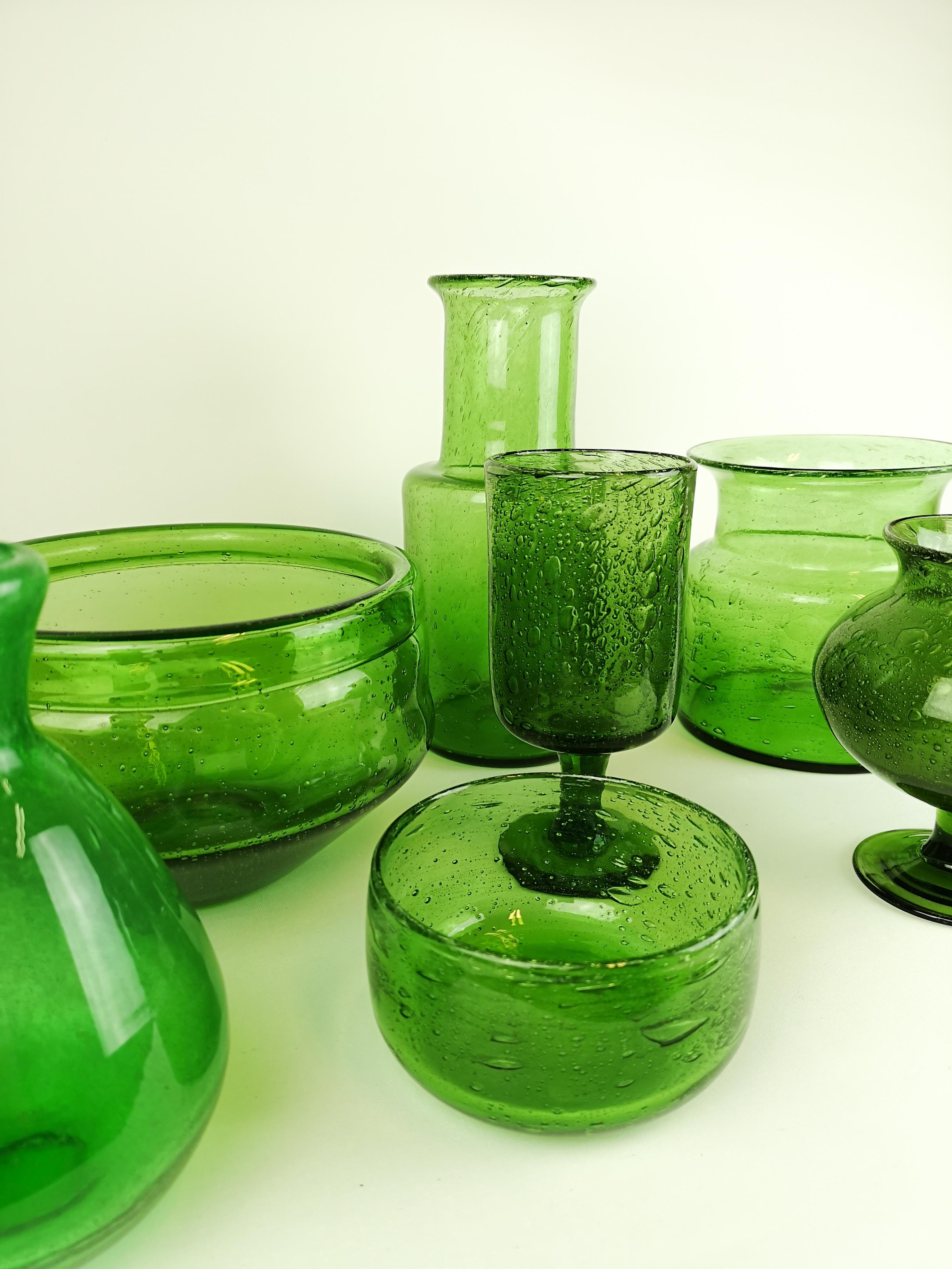 Midcentury Collection of Seven Green Vases by Erik Hoglund 2