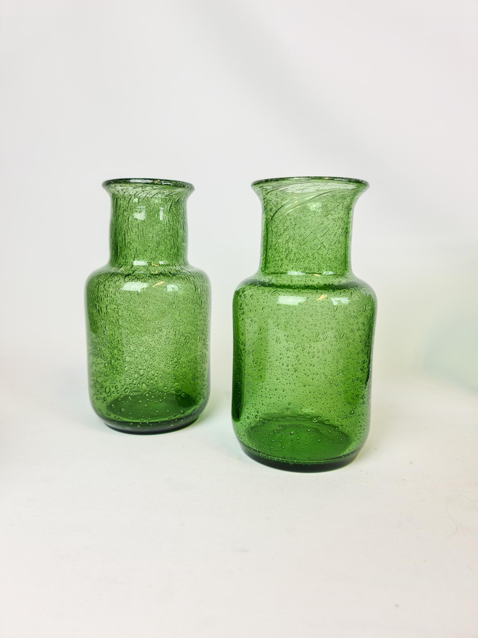 Midcentury Collection of Six Green Vases by Erik Hoglund, Sweden, 1960s 1