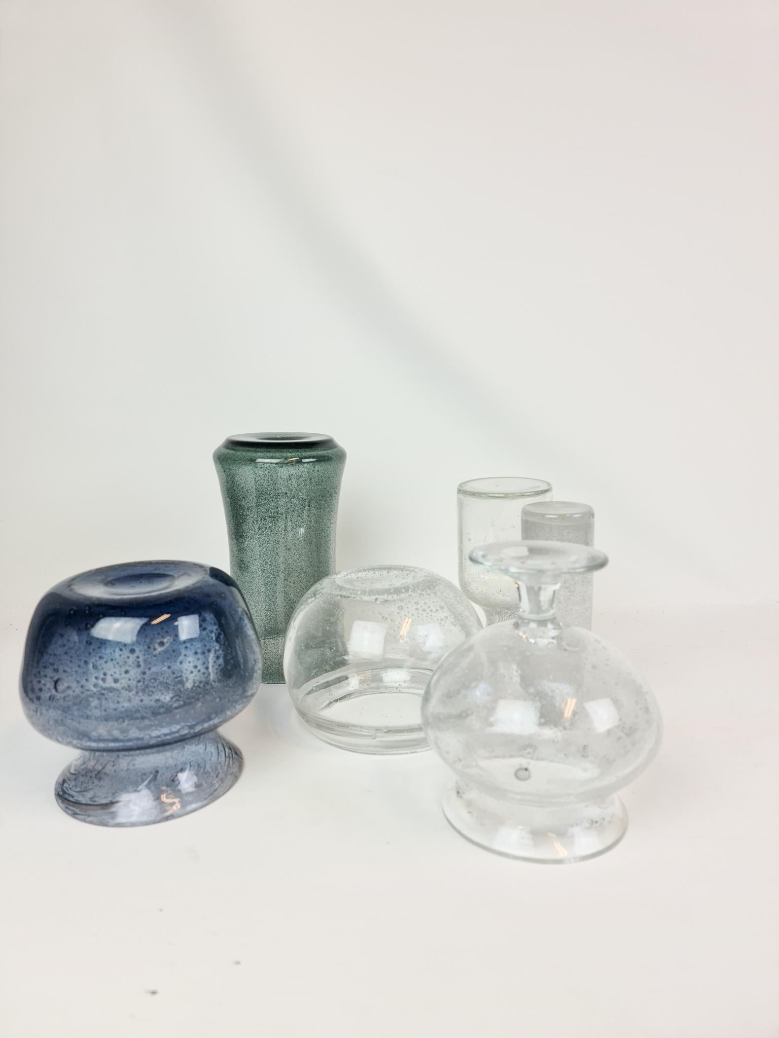 Midcentury Collection of Six Vases by Erik Hoglund, Sweden, 1960s 2