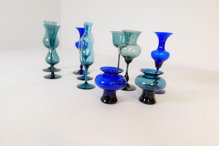 Mid-Century Collection of Ten Sculptural Gullaskruf Vases, Sweden, 1960s For Sale 3