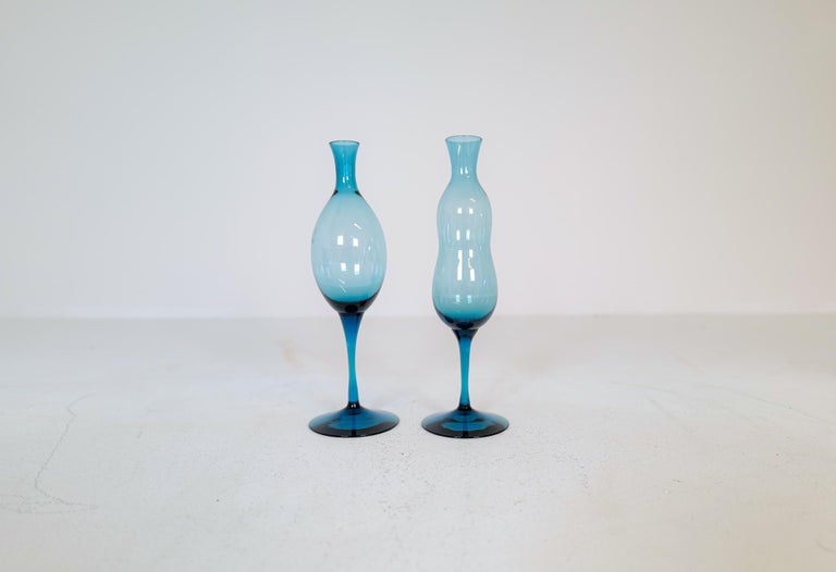 Mid-Century Collection of Ten Sculptural Gullaskruf Vases, Sweden, 1960s For Sale 7
