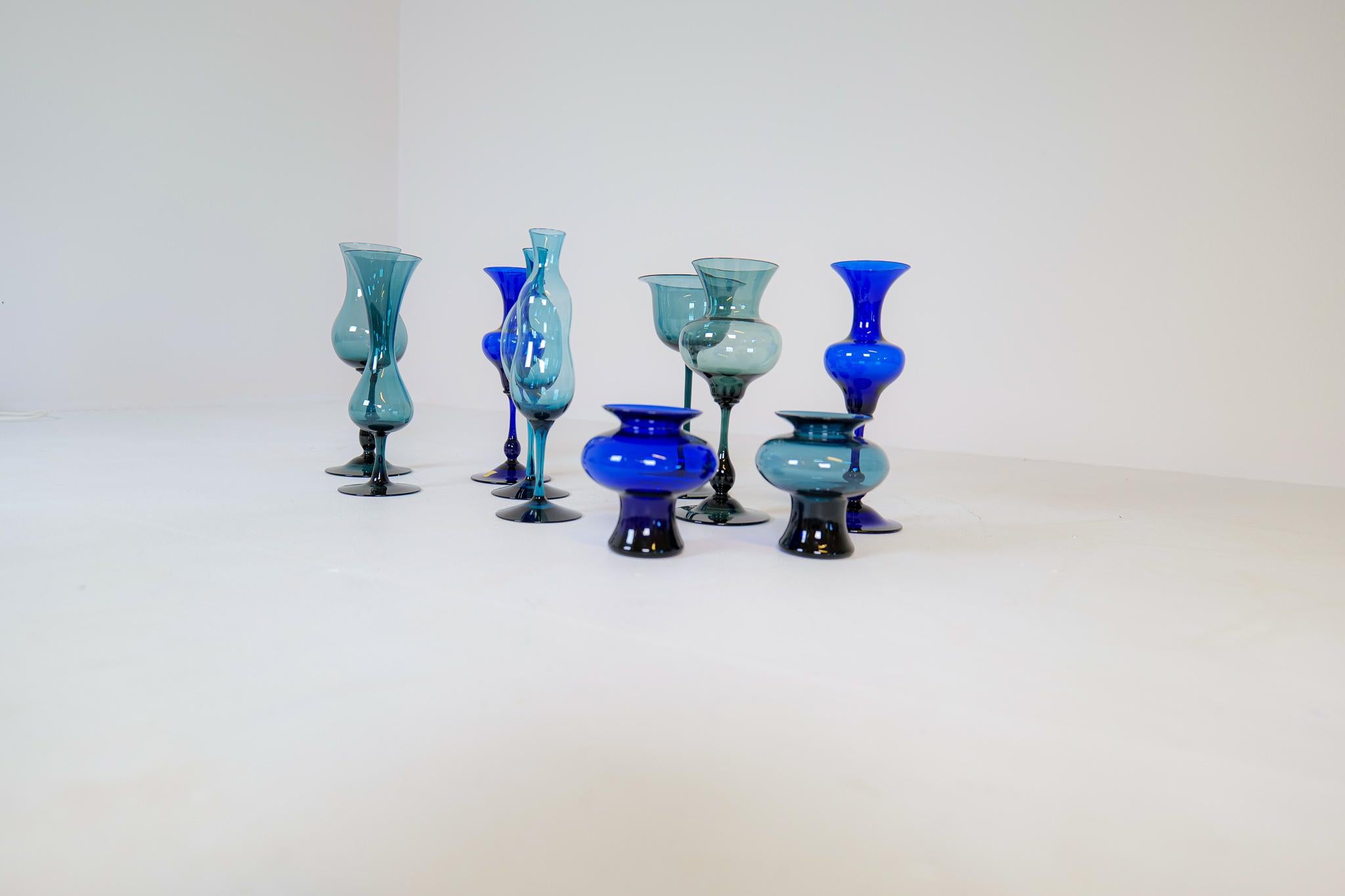 Mid-20th Century Mid-Century Collection of Ten Sculptural Gullaskruf Vases, Sweden, 1960s