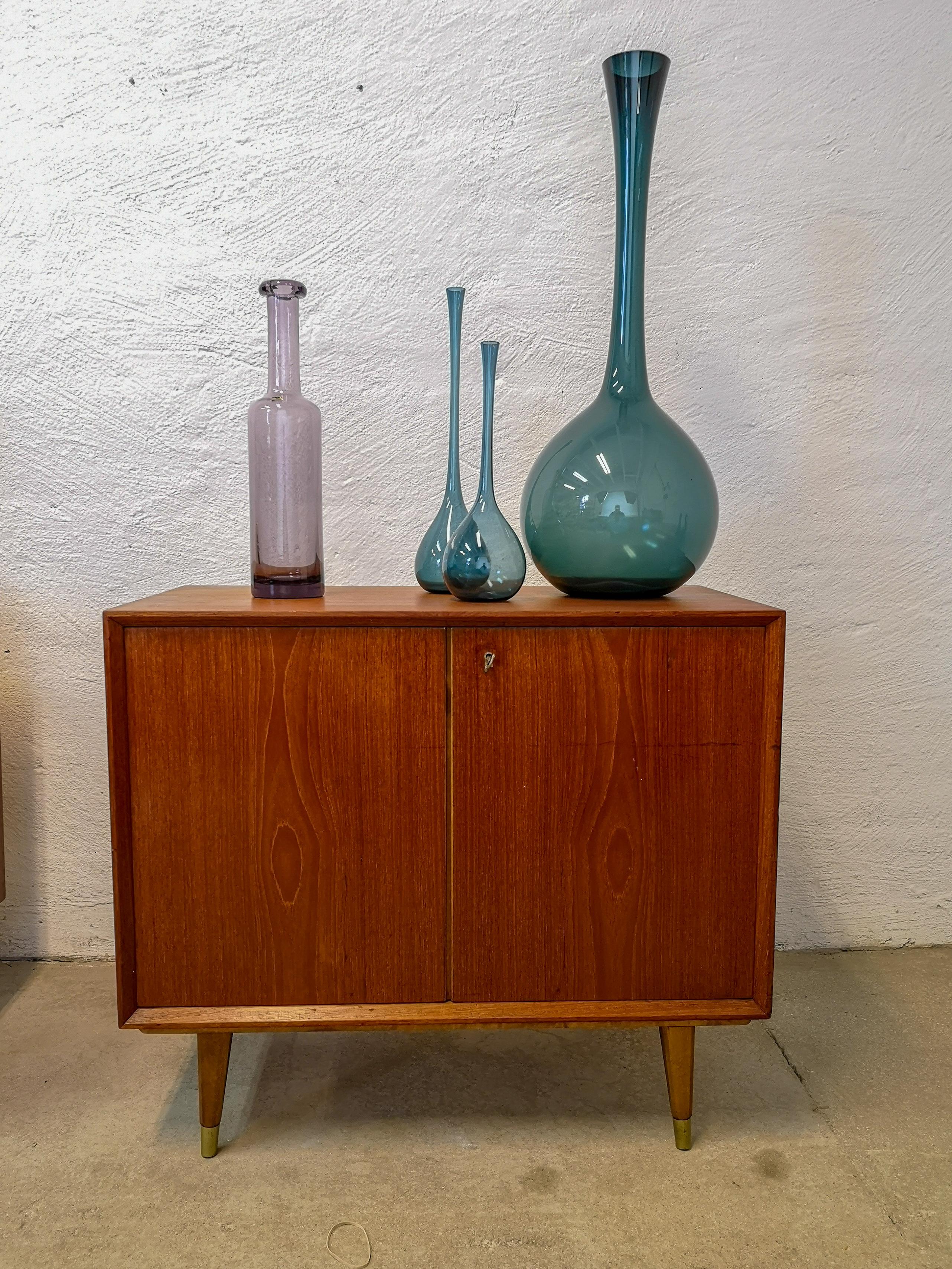 Mid-20th Century Midcentury Collection of Three Blue Gullaskruf Vases by Arthur Percy Sweden