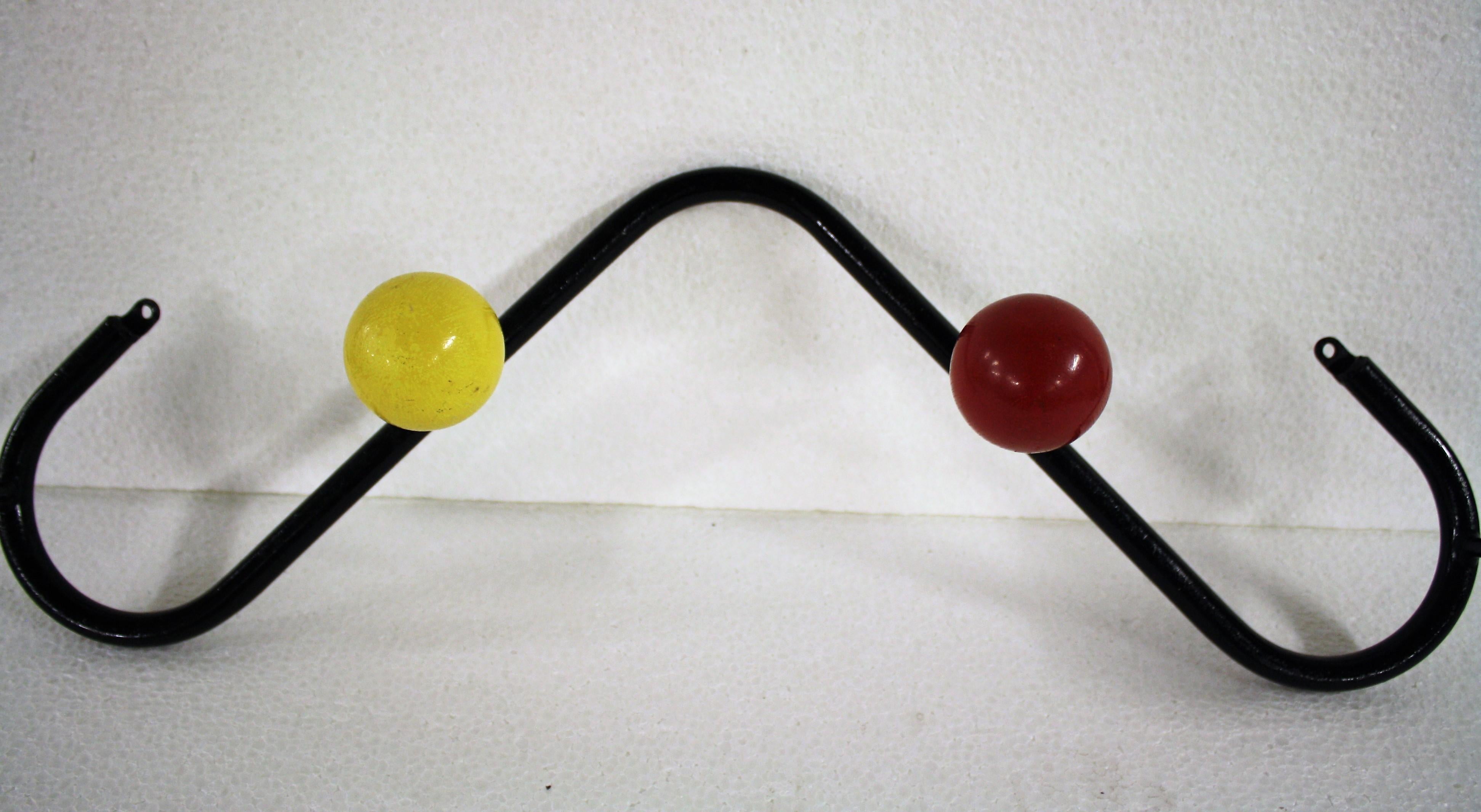 Midcentury Colored Atomic Coat Rack, 1950s 1