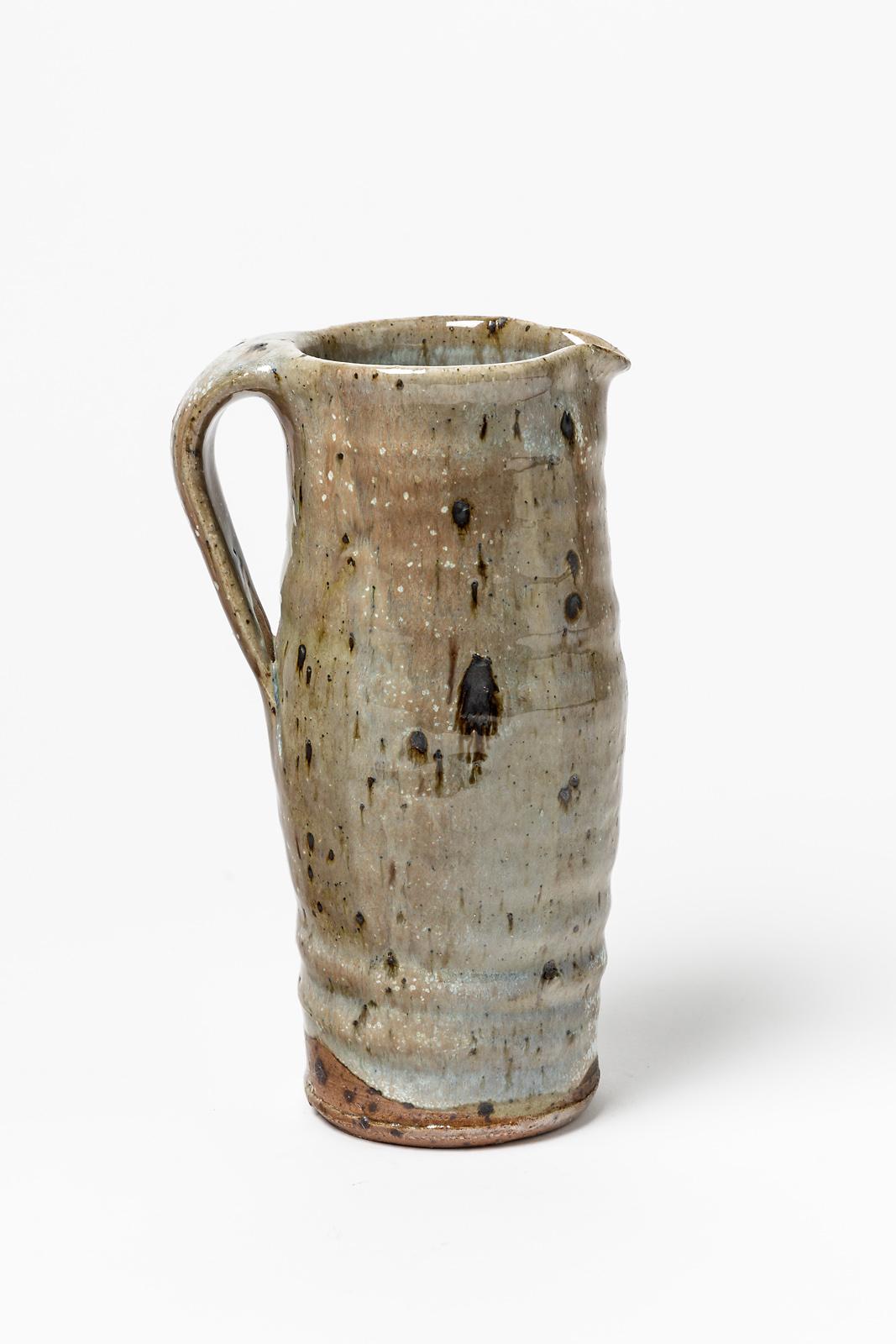 20th Century Midcentury Colored Stoneware Ceramic Pitcher or Vase by Schlichenmaier handmade For Sale