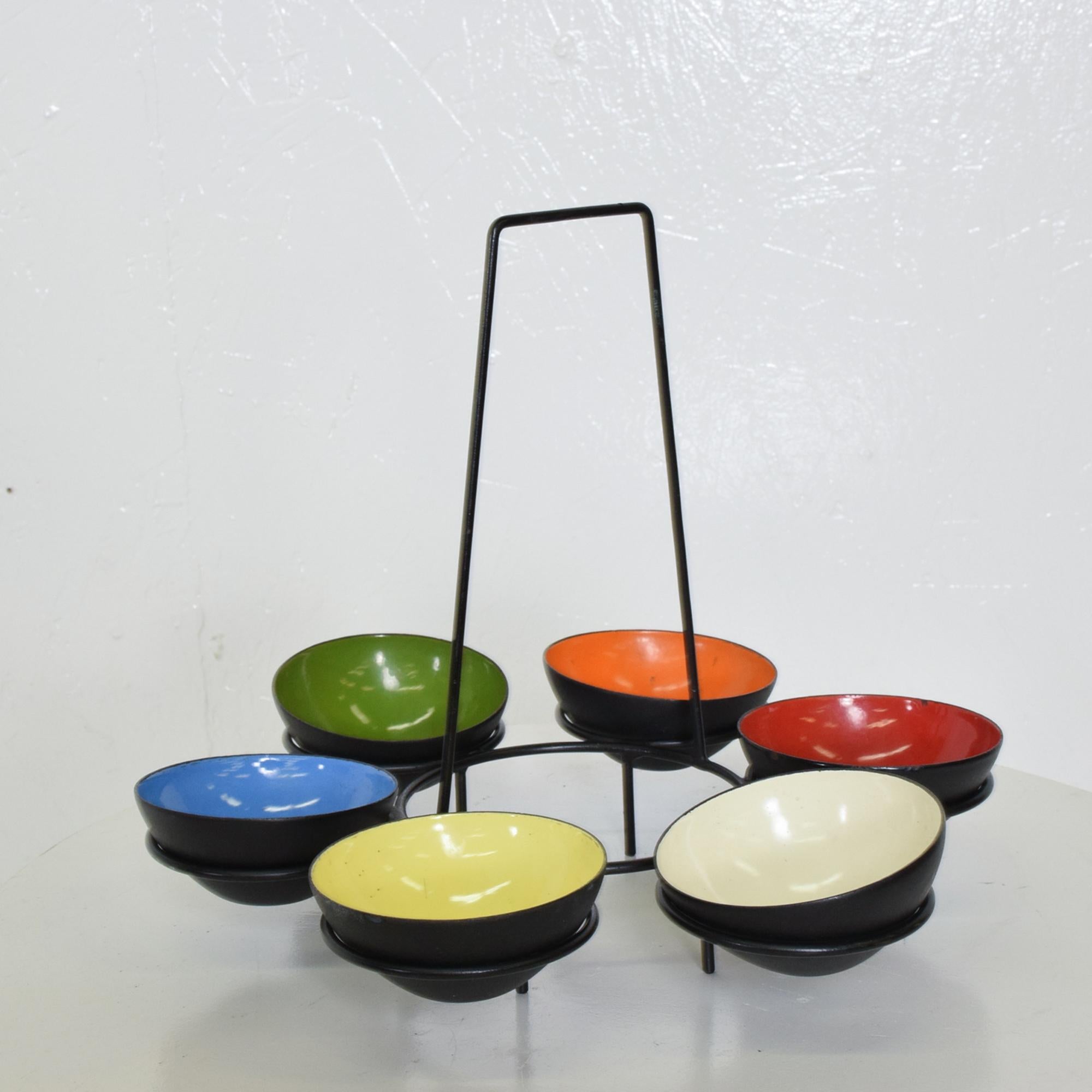 Scandinavian Modern 1950s Herbert Krenchel Colorful Krenit Serving Bowls Set of Six Denmark For Sale