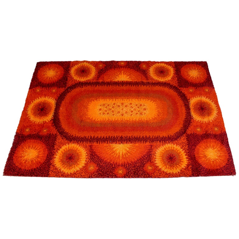 Sunset Rya Rug Midcentury Colorful Swedish