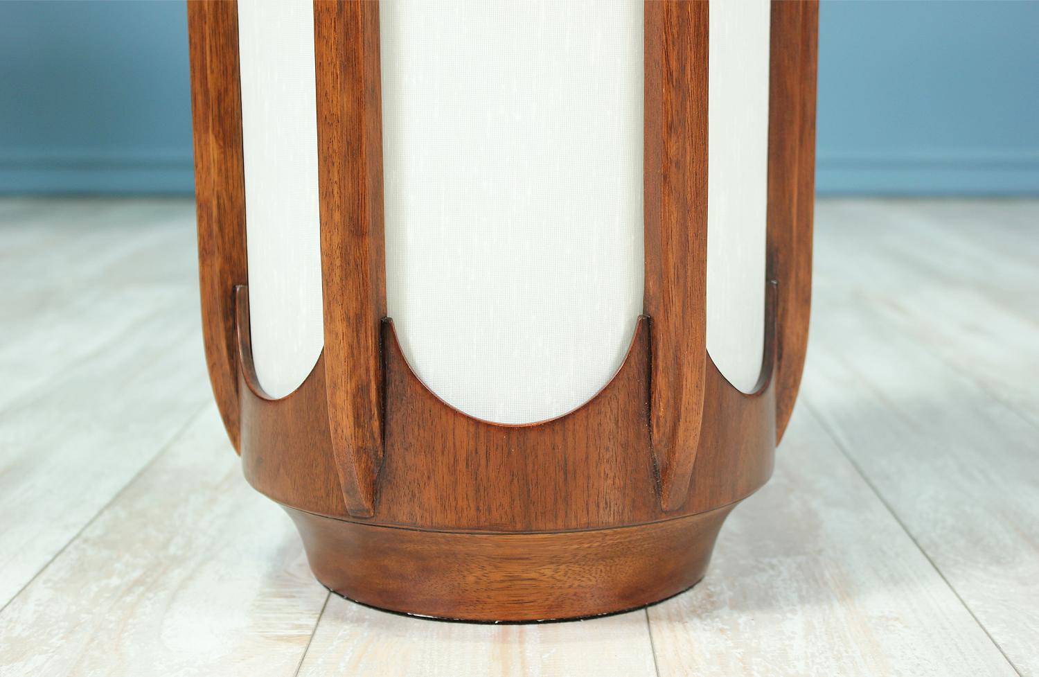 Mid-Century Modern Midcentury Column-Style Walnut Floor Lamp by Modeline