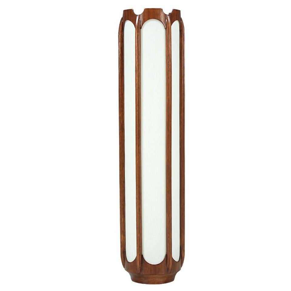 Midcentury Column-Style Walnut Floor Lamp by Modeline