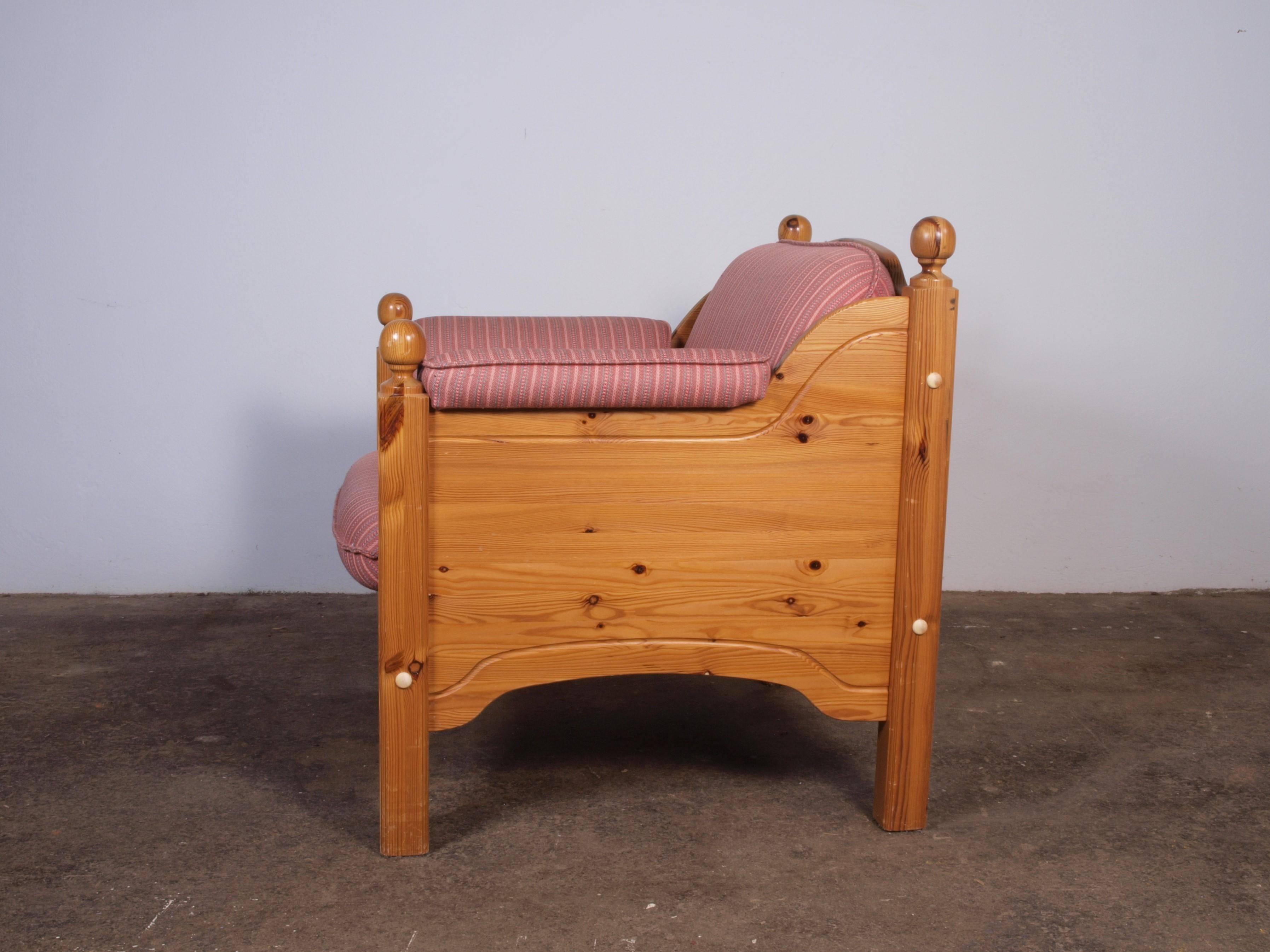 Late 20th Century Midcentury Comfort Vintage Danish Pine Lounge Chair For Sale