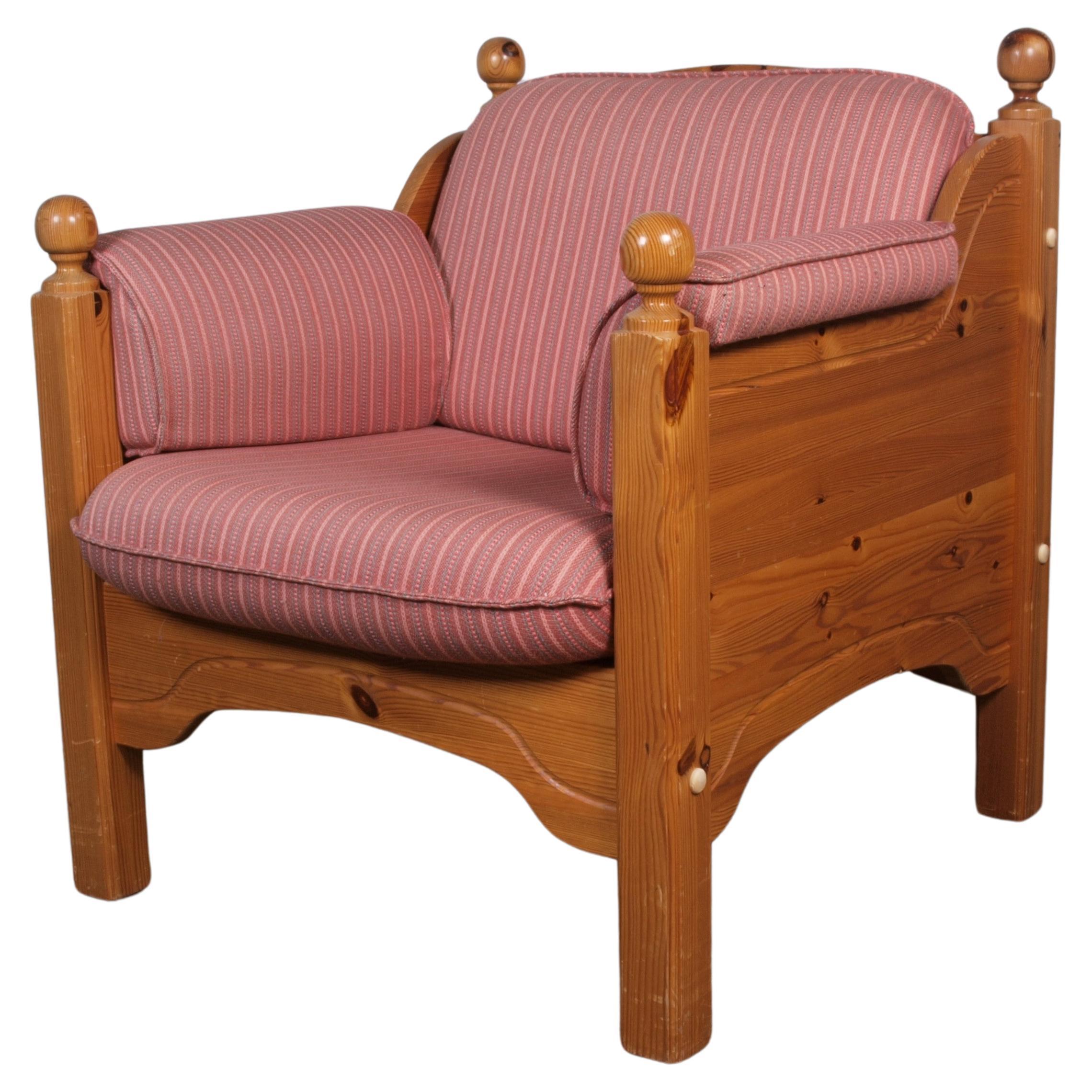Midcentury Comfort Vintage Danish Pine Lounge Chair For Sale