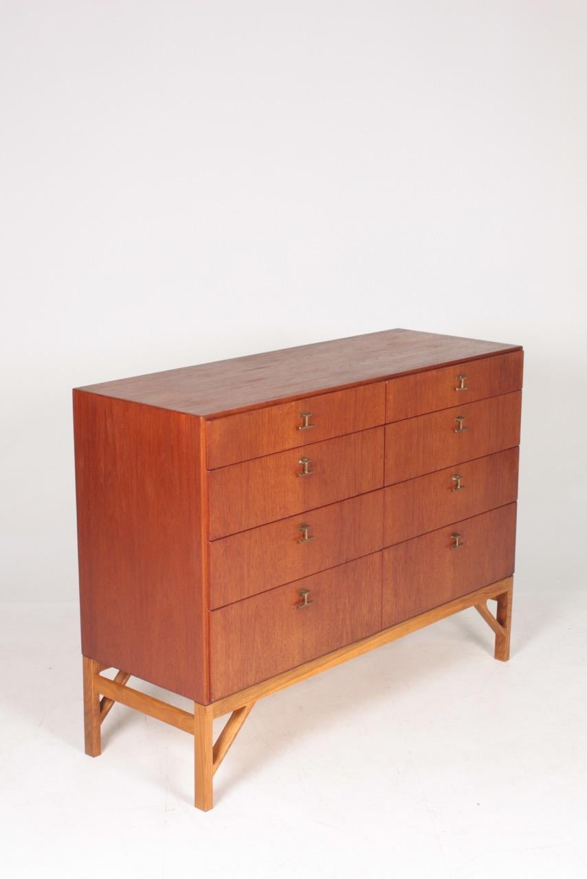 Mid-20th Century Midcentury Commode in Teak, Brass and Oak by Børge Mogensen Danish Design, 1950s