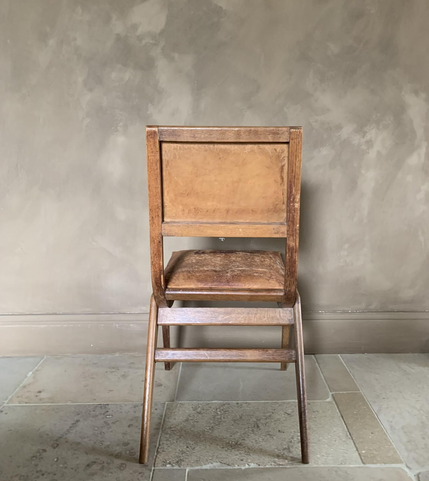 Kompass-Stuhl aus massiver Eiche und Leder aus der Mitte des Jahrhunderts im Angebot 3