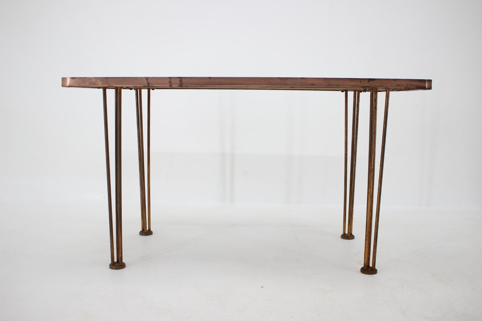 Mid-Century Modern Midcentury Conference Brass Mosaic Table, 1960s For Sale