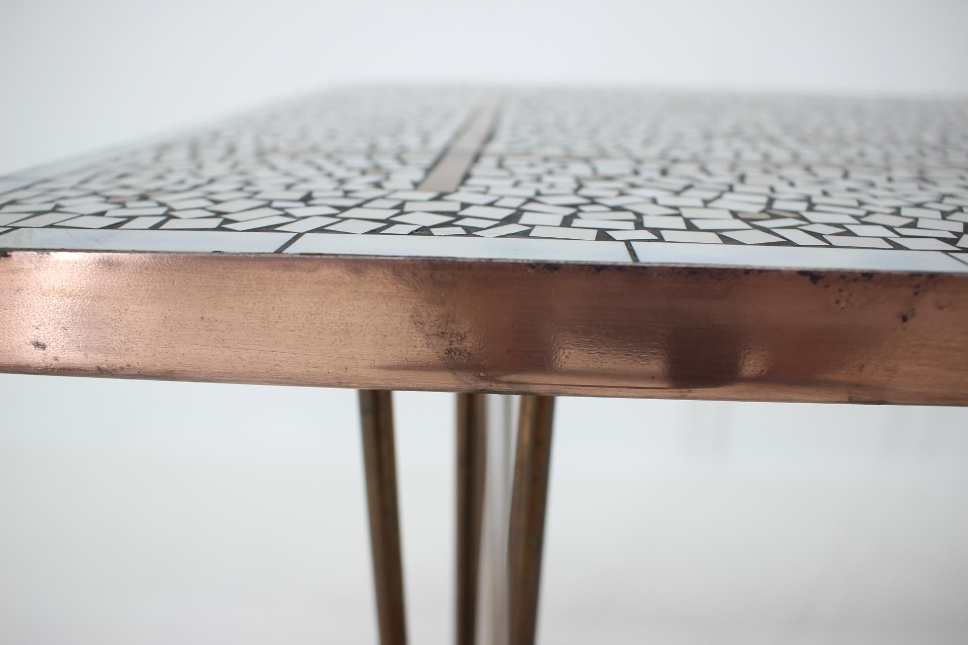 Mid-20th Century Midcentury Conference Brass Mosaic Table, 1960s For Sale