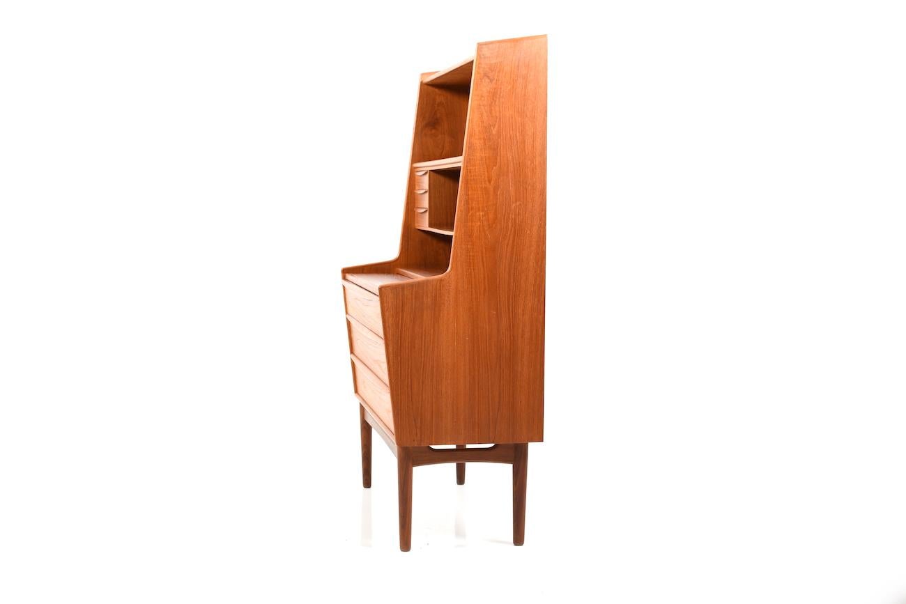 Midcentury Conical Danish Teak Wooden Secretary In Good Condition For Sale In Handewitt, DE